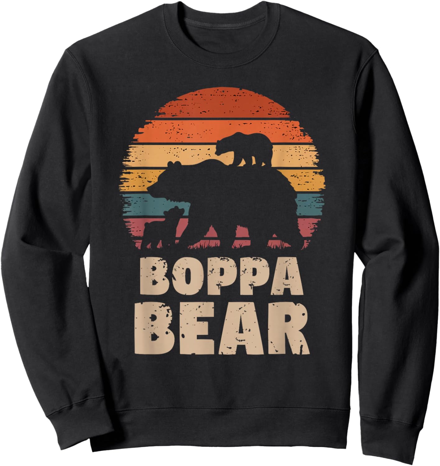 Boppa Bear Vintage Retro Funny Father's Day 2 Cubs Kids Sweatshirt - Sweatshirt | Black