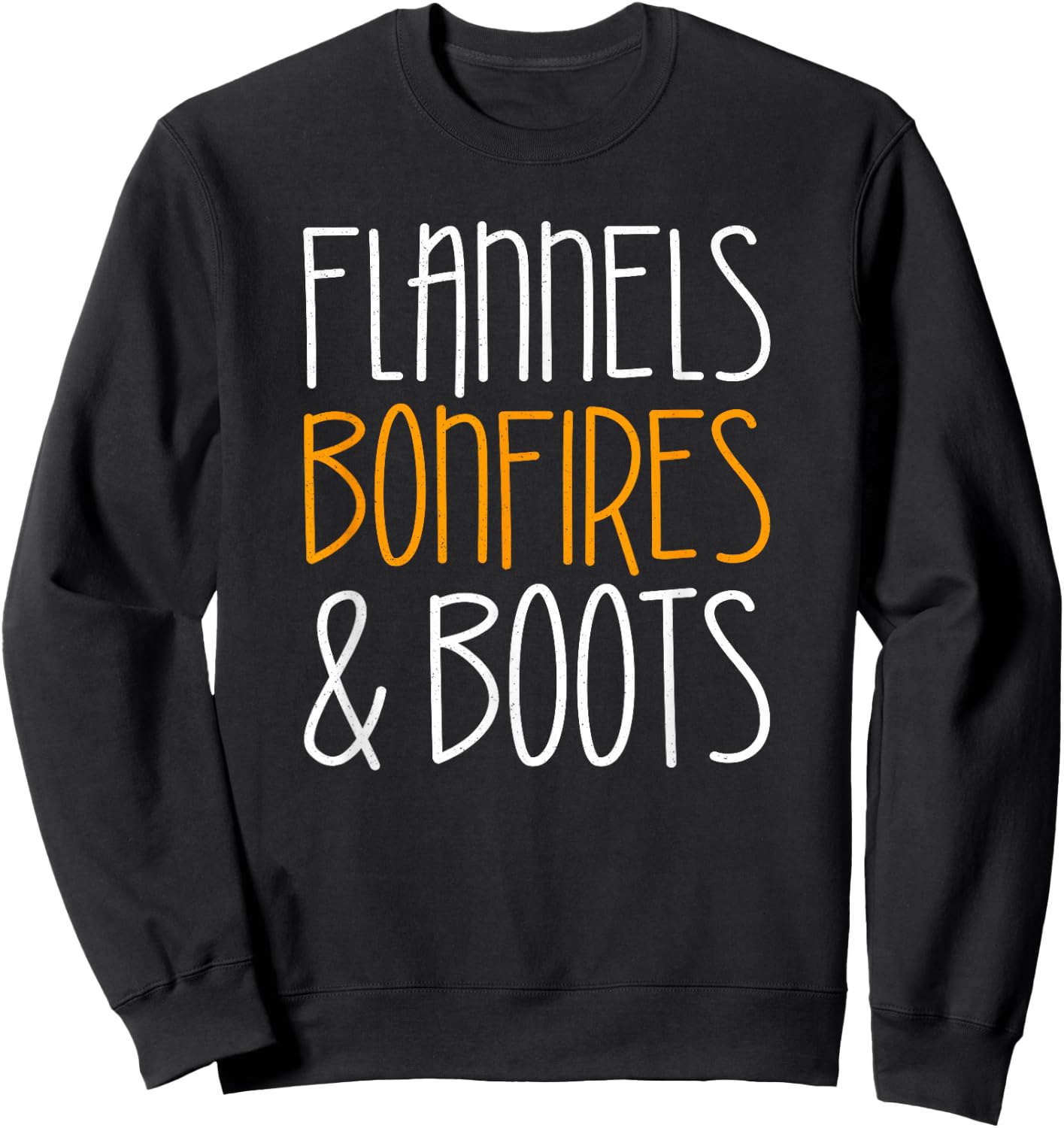 Flannels Bonfires and Boots Shirt Men Women Kids Fall Season Sweatshirt - Sweatshirt | Black