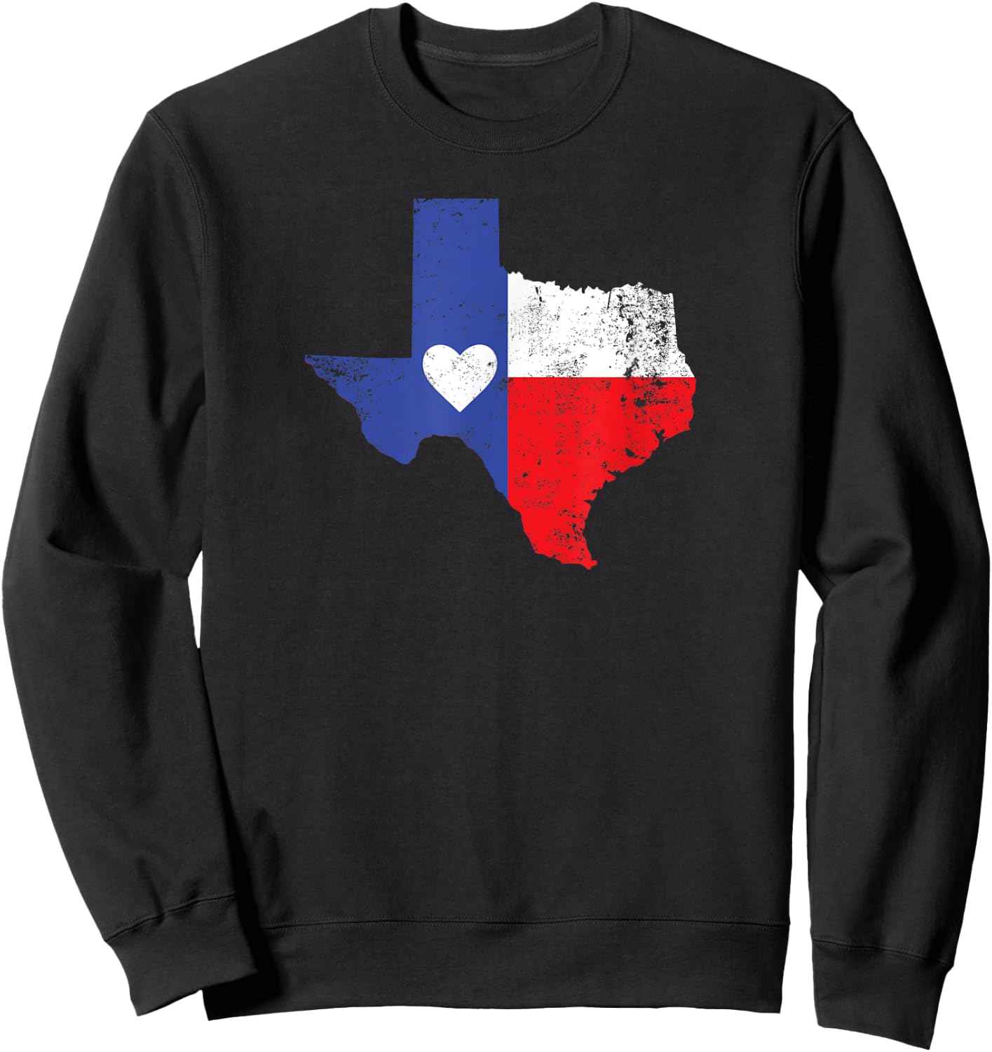 Texas Heart Flag State Outline Sweatshirt - Sweatshirt | Black