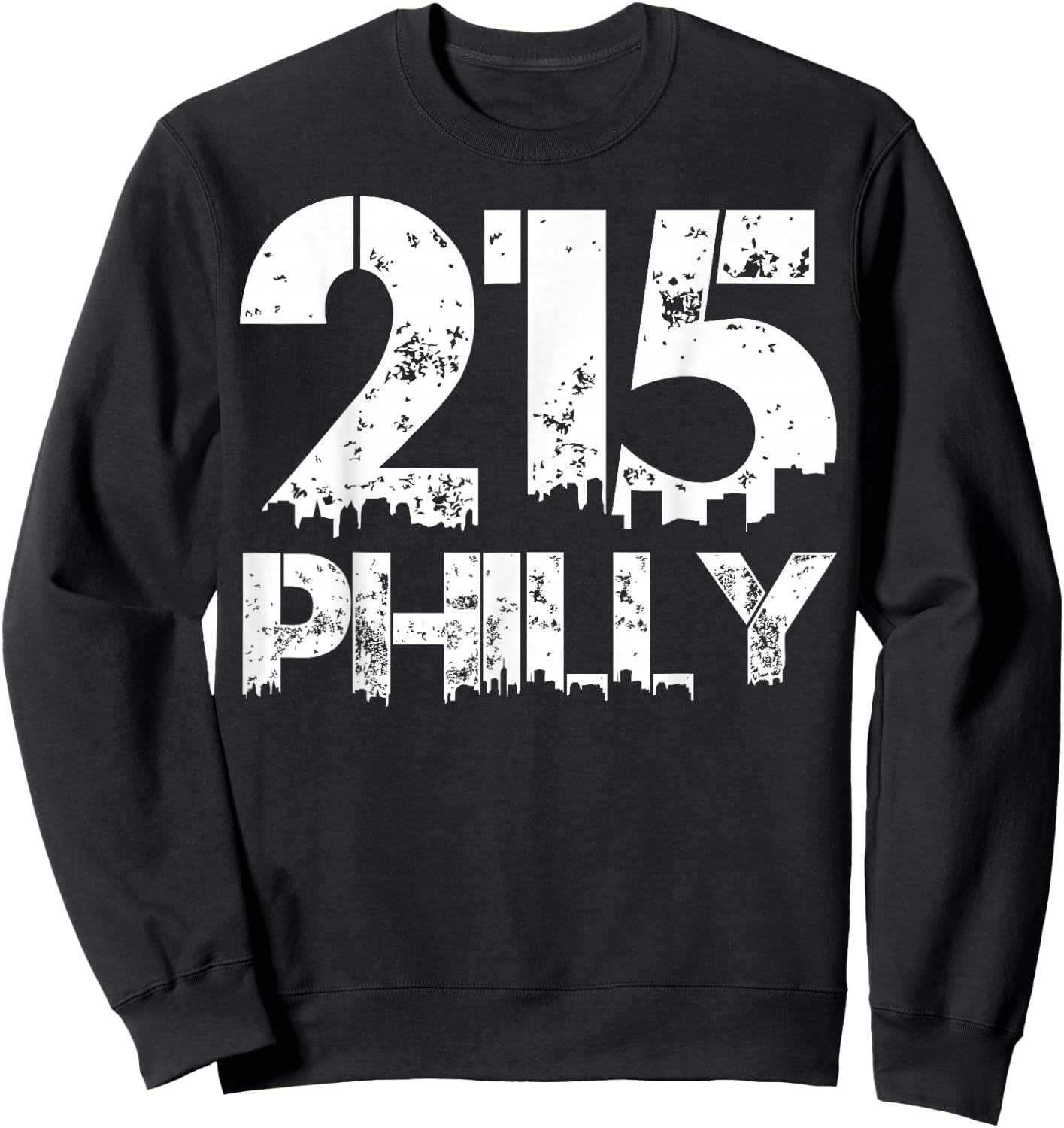 Philadelphia Philly 215 Area Code Distressed Gritty T Shirt Sweatshirt - Sweatshirt | Black