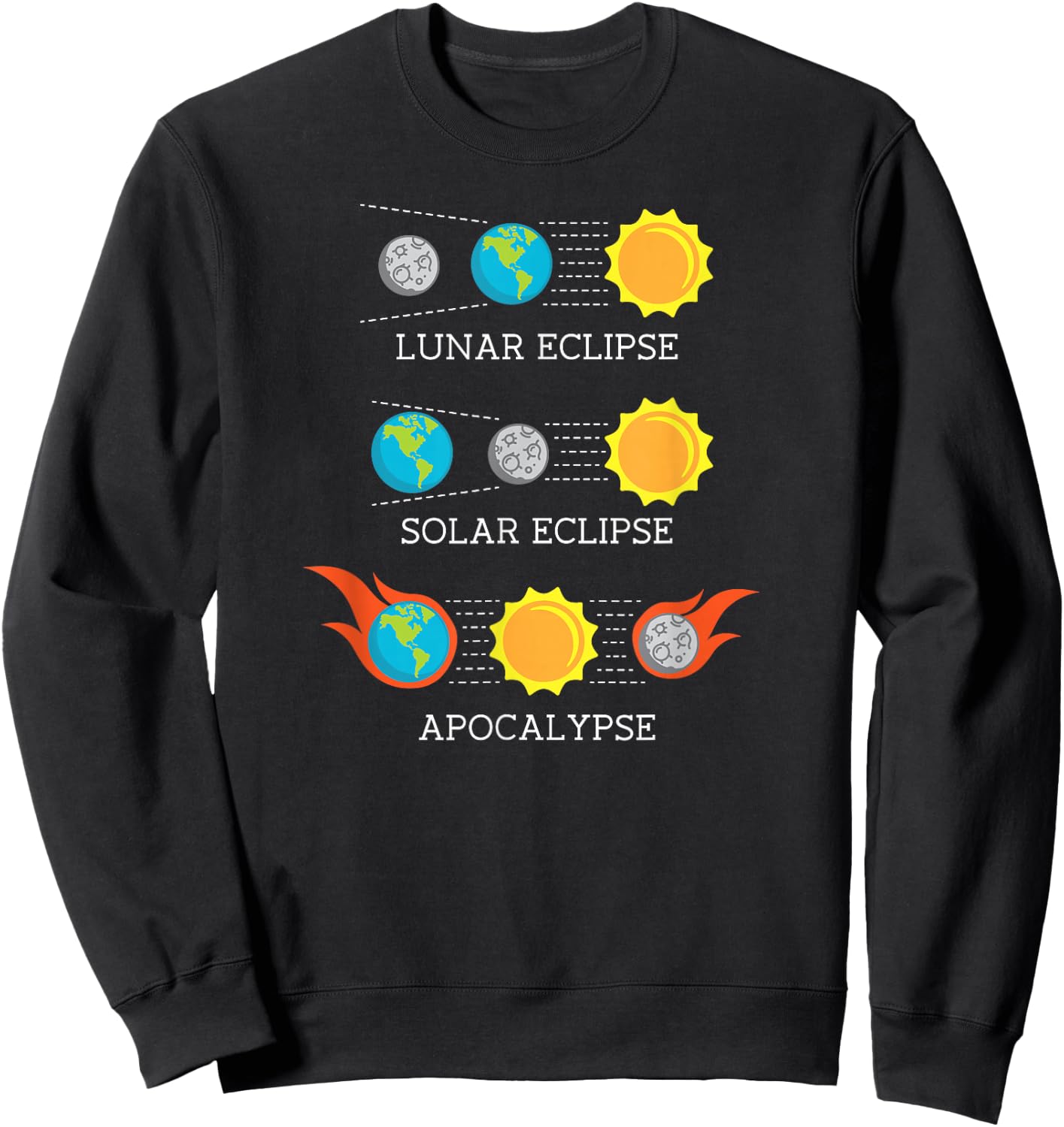 Total Solar Eclipse Funny Apocalypse Lunar Space shirt gift Sweatshirt - Sweatshirt | Black