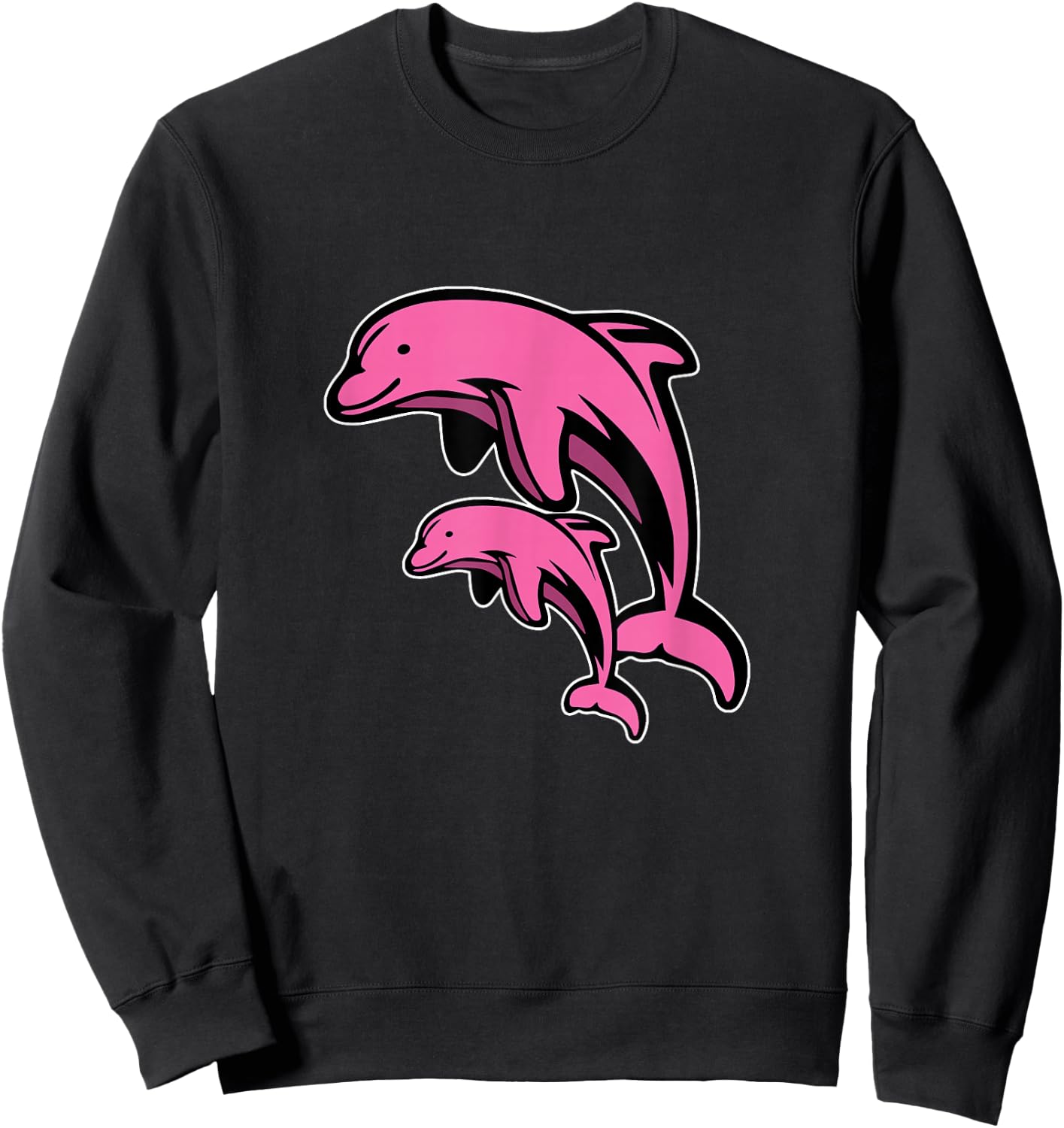 Pink Dolphin Animal Ocean Sweatshirt - Sweatshirt | Black