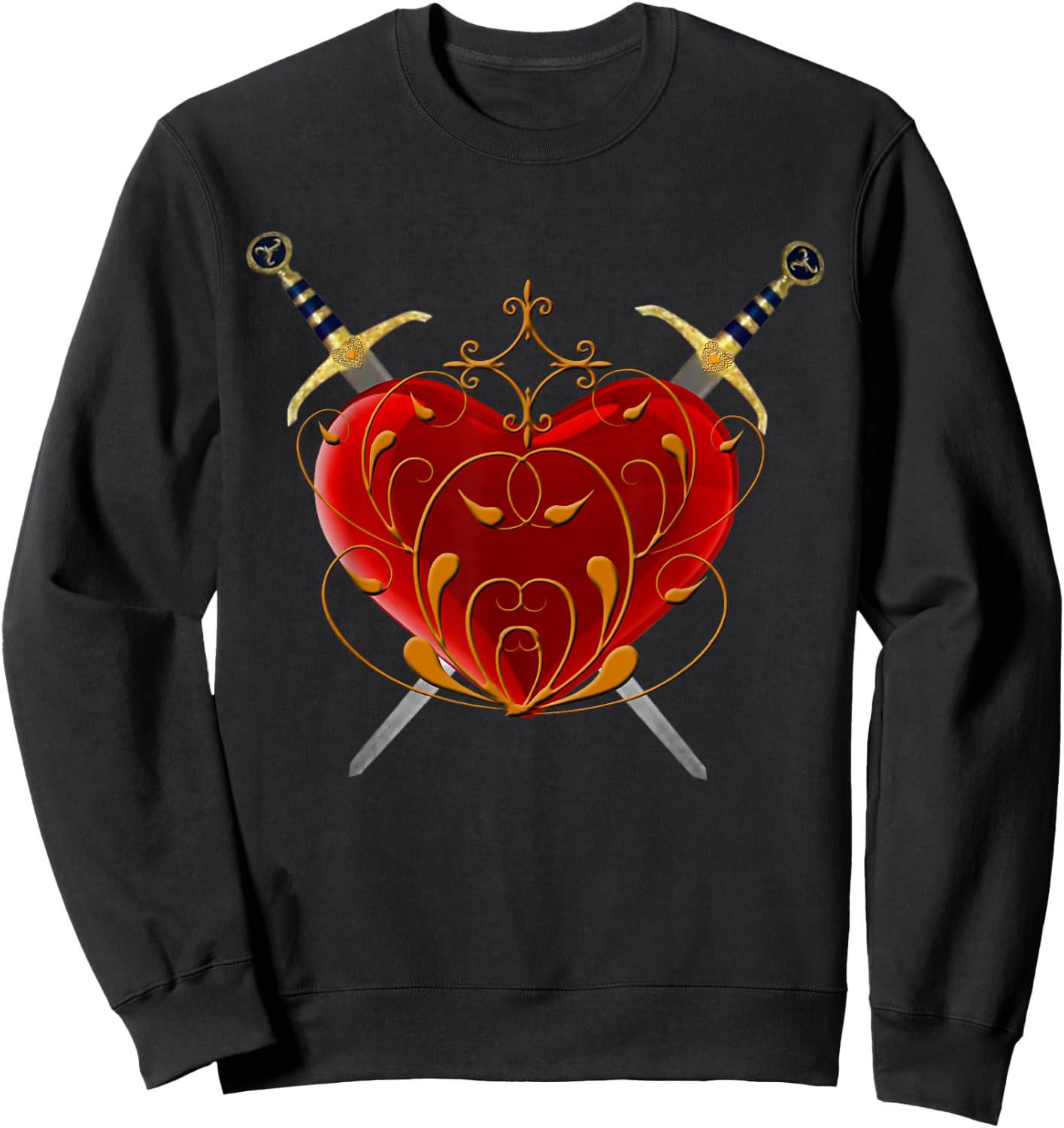 Red Heart And Daggers T Shirt Sweatshirt - Sweatshirt | Black