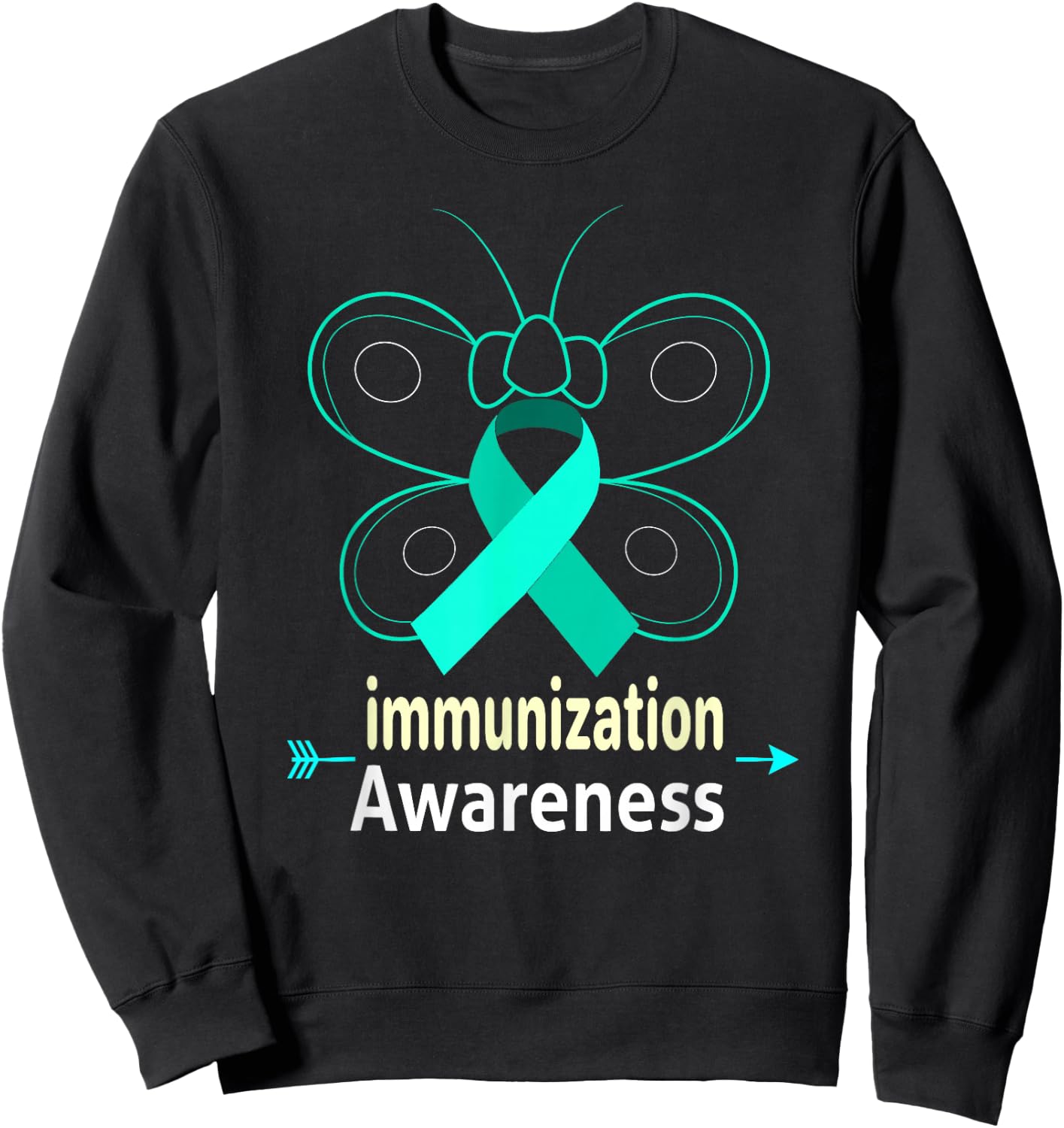 Butterfly Vaccine Ribbon Products Immunization Awareness Sweatshirt - Sweatshirt | Black