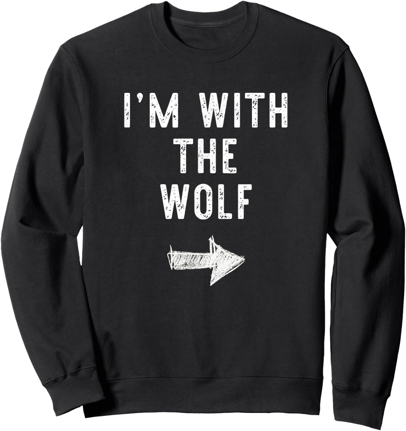 I’m With The Wolf Funny Halloween Couple Costume Sweatshirt - Sweatshirt | Black