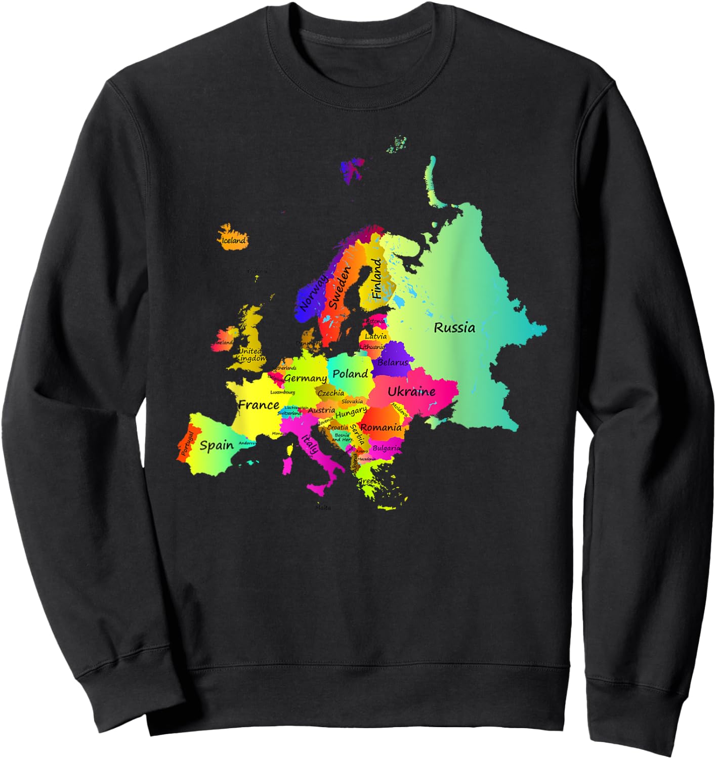 Europe map with boundaries and countries names Sweatshirt - Sweatshirt | Black