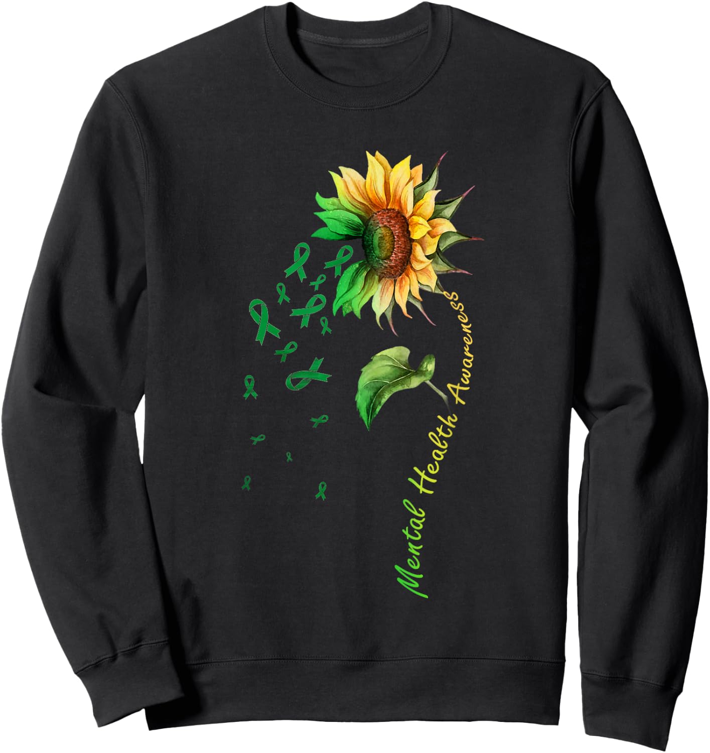 Mental Health Awareness Sunflower Shirt Sweatshirt - Sweatshirt | Black