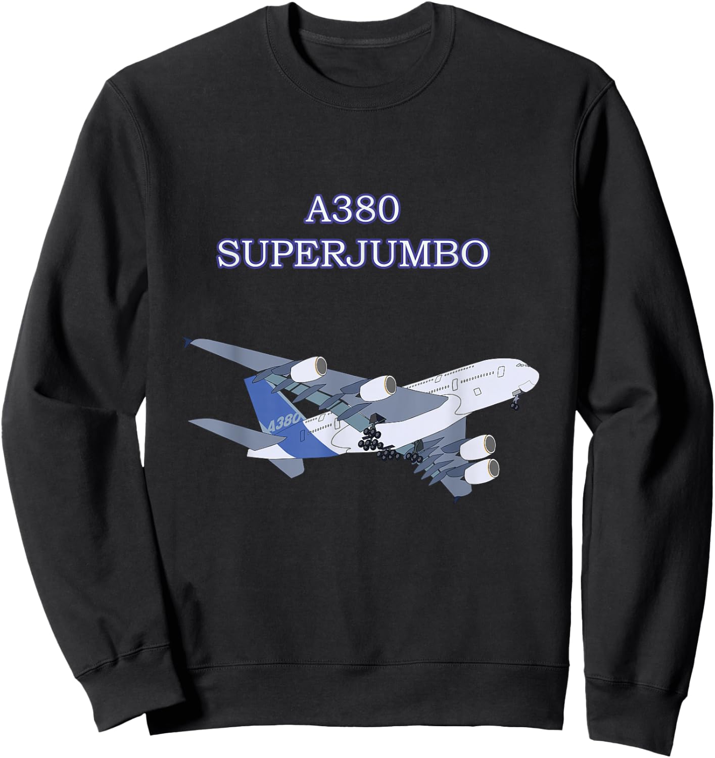 A380 Super Jumbo Airplane Adult Kids Children Plane Sweatshirt - Sweatshirt | Black
