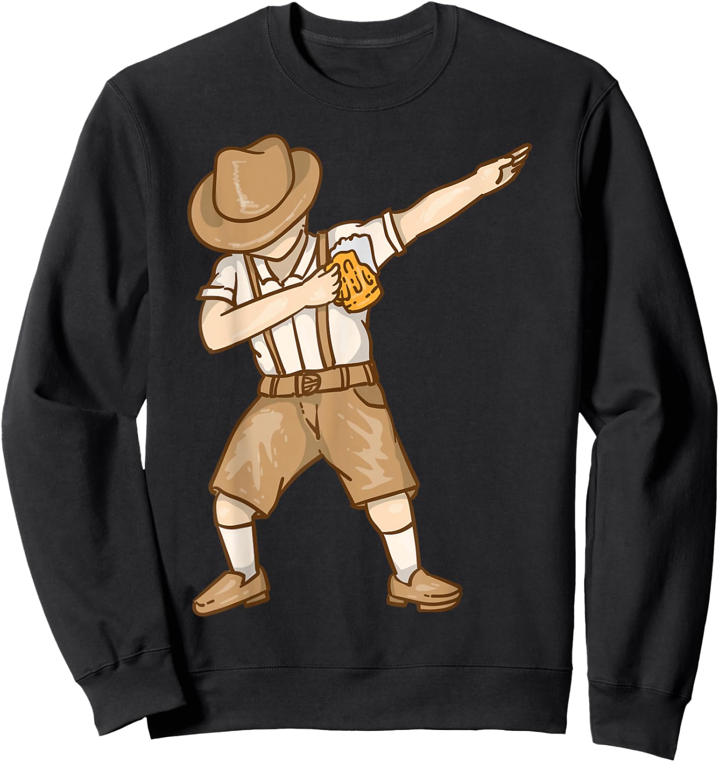 Cool Dabbing German Man with Beer Mug Shirt Oktoberfest Gift Sweatshirt - Sweatshirt | Black
