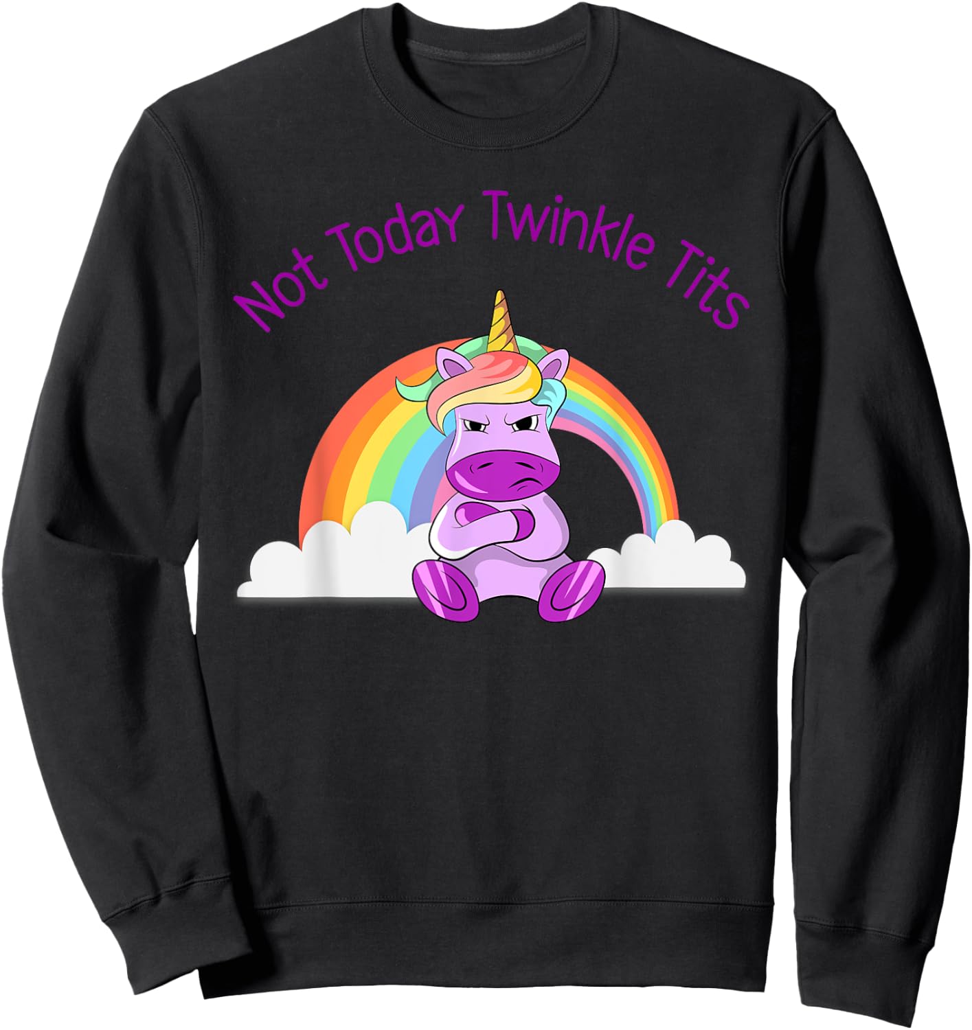 Not Today Twinkle Tits Unicorn Shirt Sweatshirt - Sweatshirt | Black