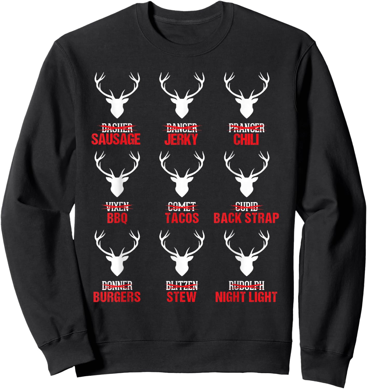 Funny Christmas Reindeer Hunter Deer Meat Hunting Gifts Sweatshirt - Sweatshirt | Black