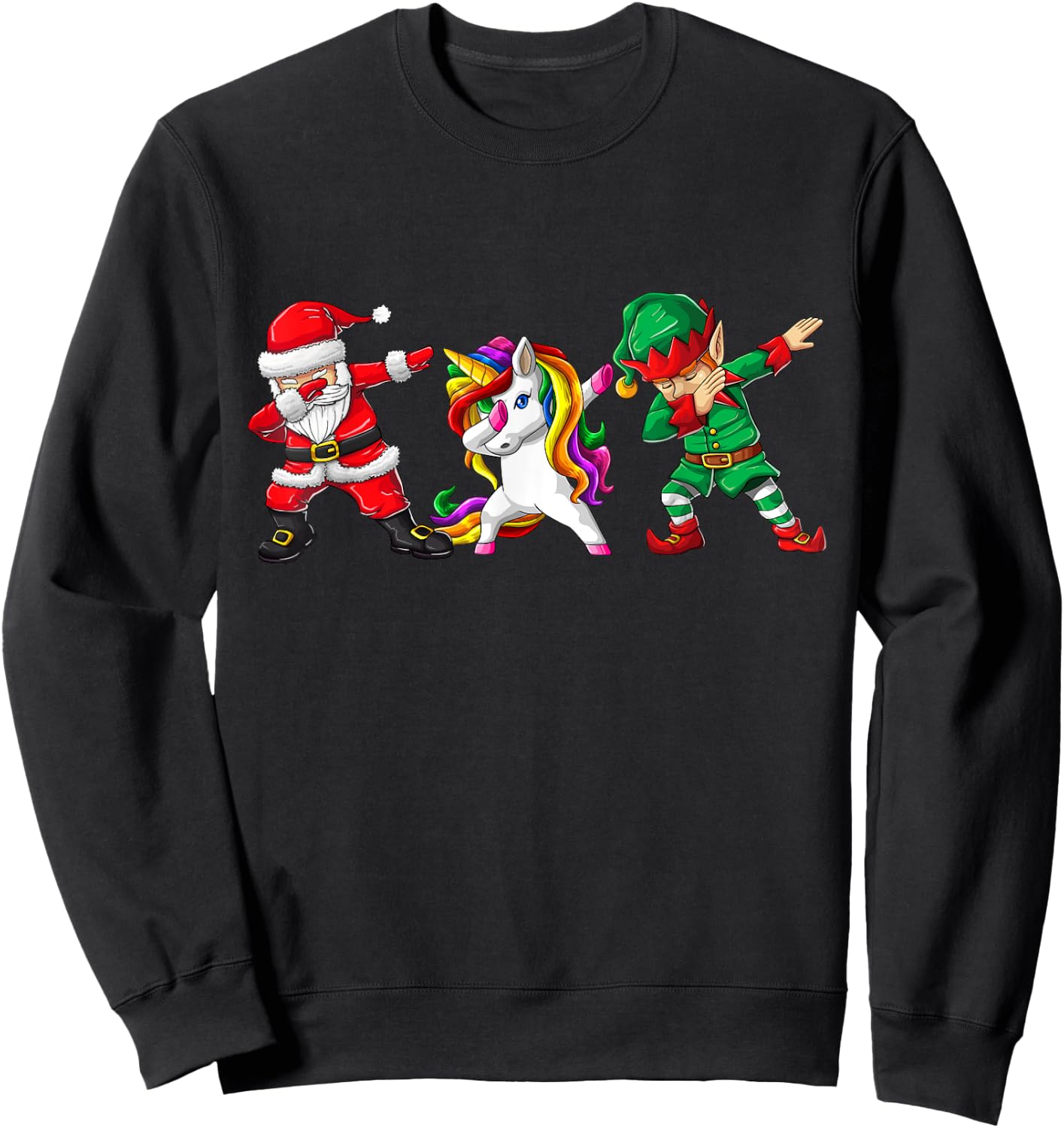 Dabbing Santa Elf Unicorn Christmas Kids Boys Men Xmas Gifts Sweatshirt - Sweatshirt | Black