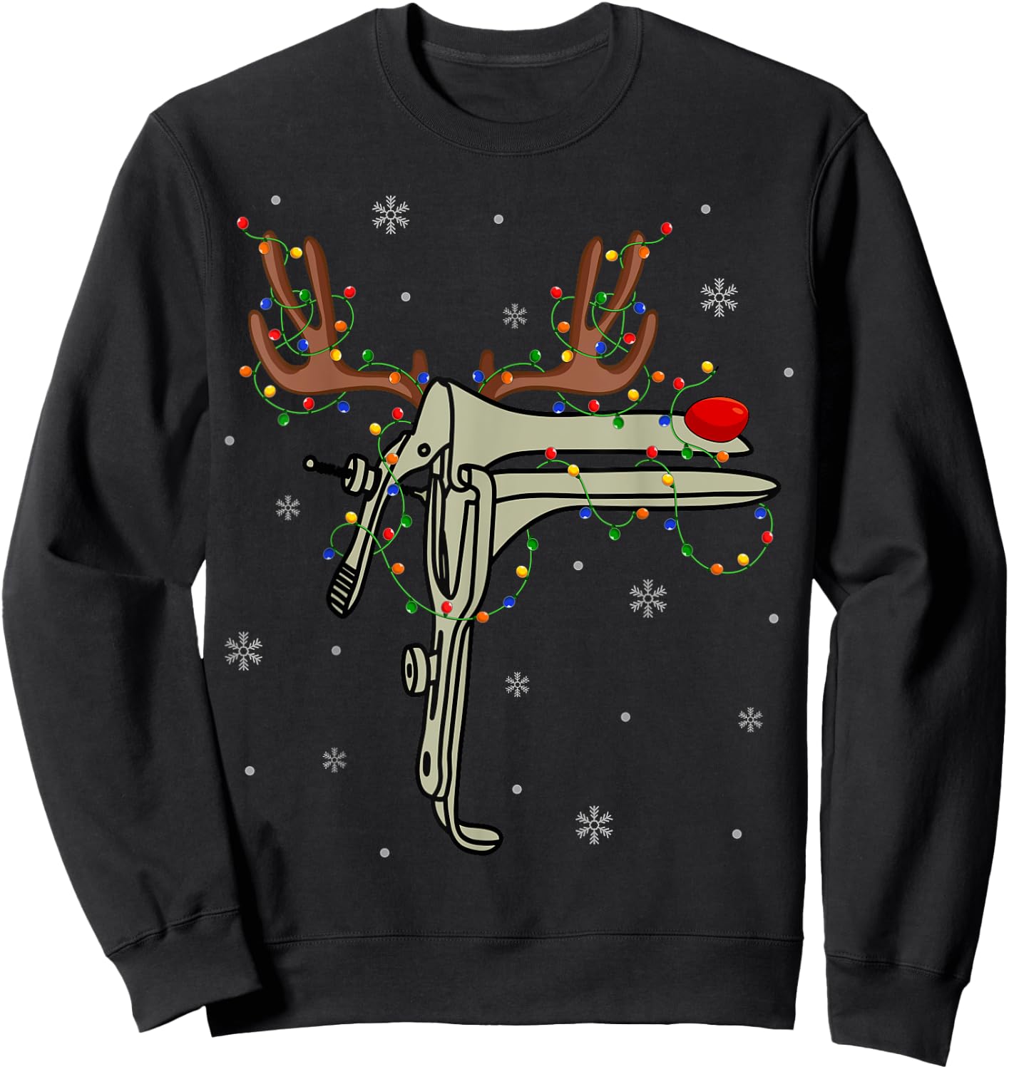 Speculum Reindeer Xmas Light Medical OB GYN Nurse Christmas Sweatshirt - Sweatshirt | Black