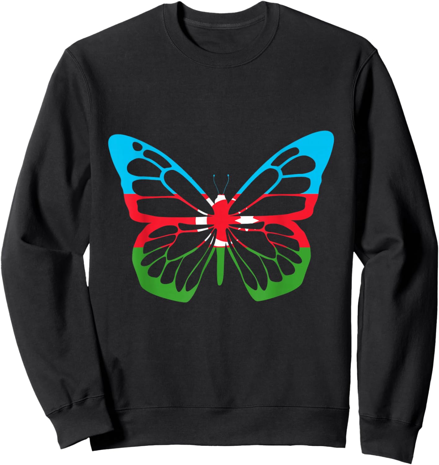 Azerbaijan Azerbaijani Pride Butterfly Azerbaijani Roots Sweatshirt - Sweatshirt | Black