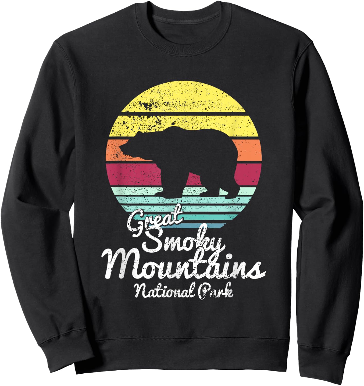 Retro Great Smoky Mountains National Park TN Bear T Shirt Sweatshirt - Sweatshirt | Black