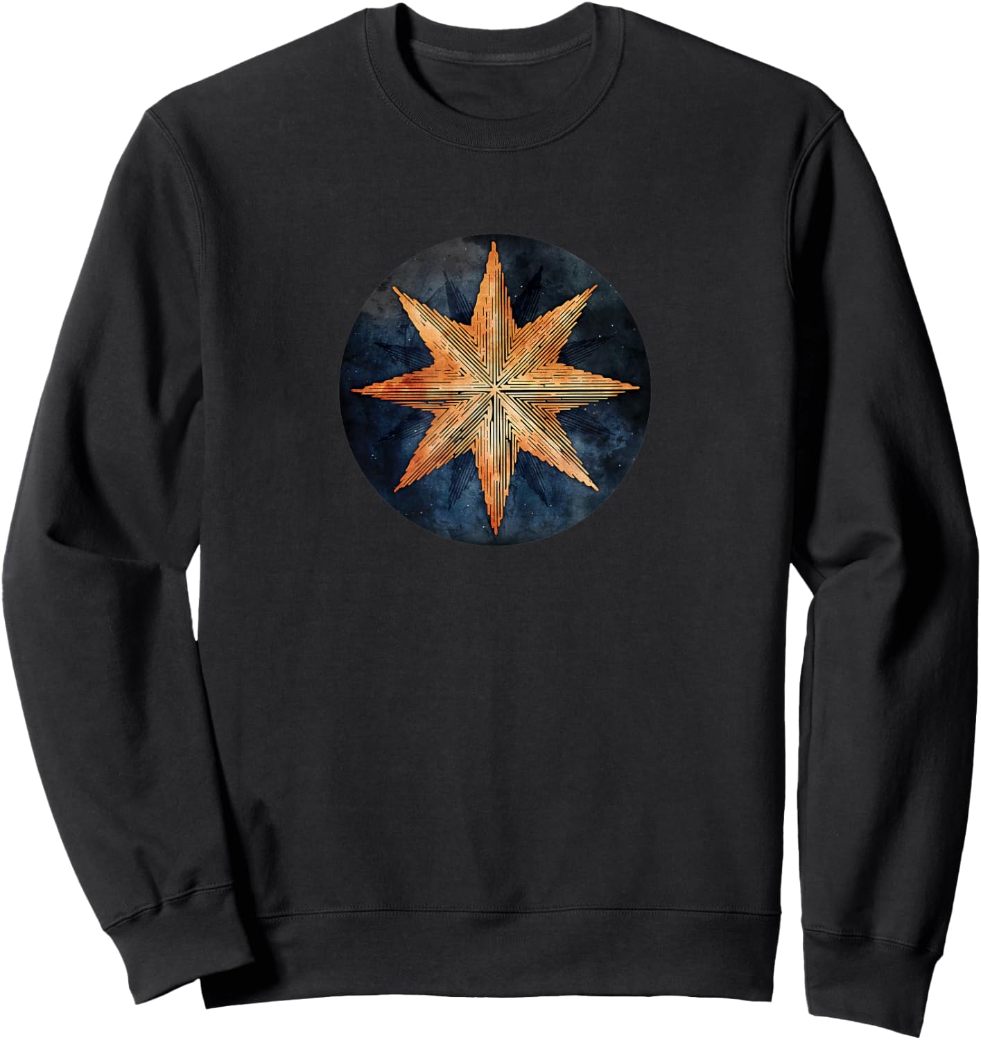 Nautical Compass-Rose Star - Geometric Sailing Sweatshirt - Sweatshirt | Black
