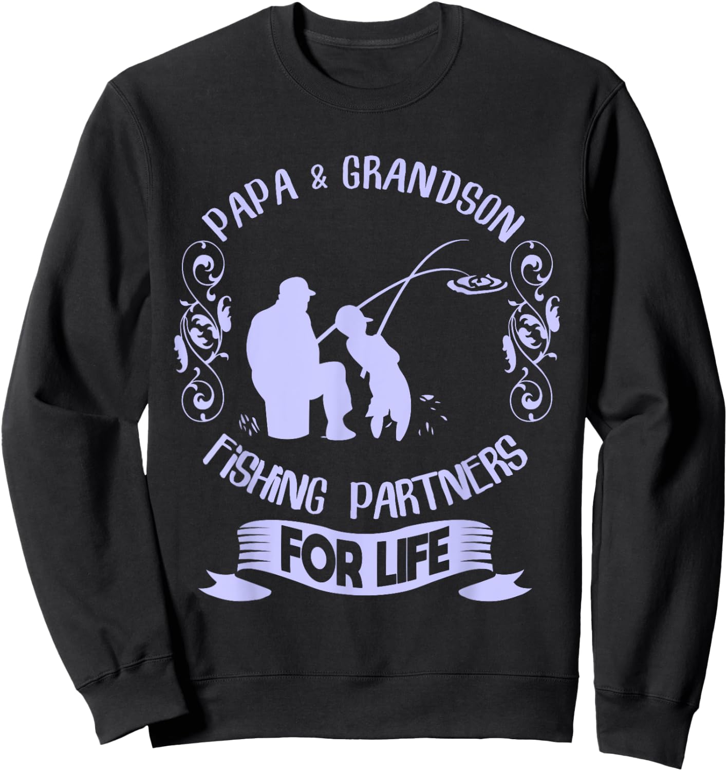 Matching Papa and Grandson Fishing Shirt Fishing Grandpa Sweatshirt - Sweatshirt | Black