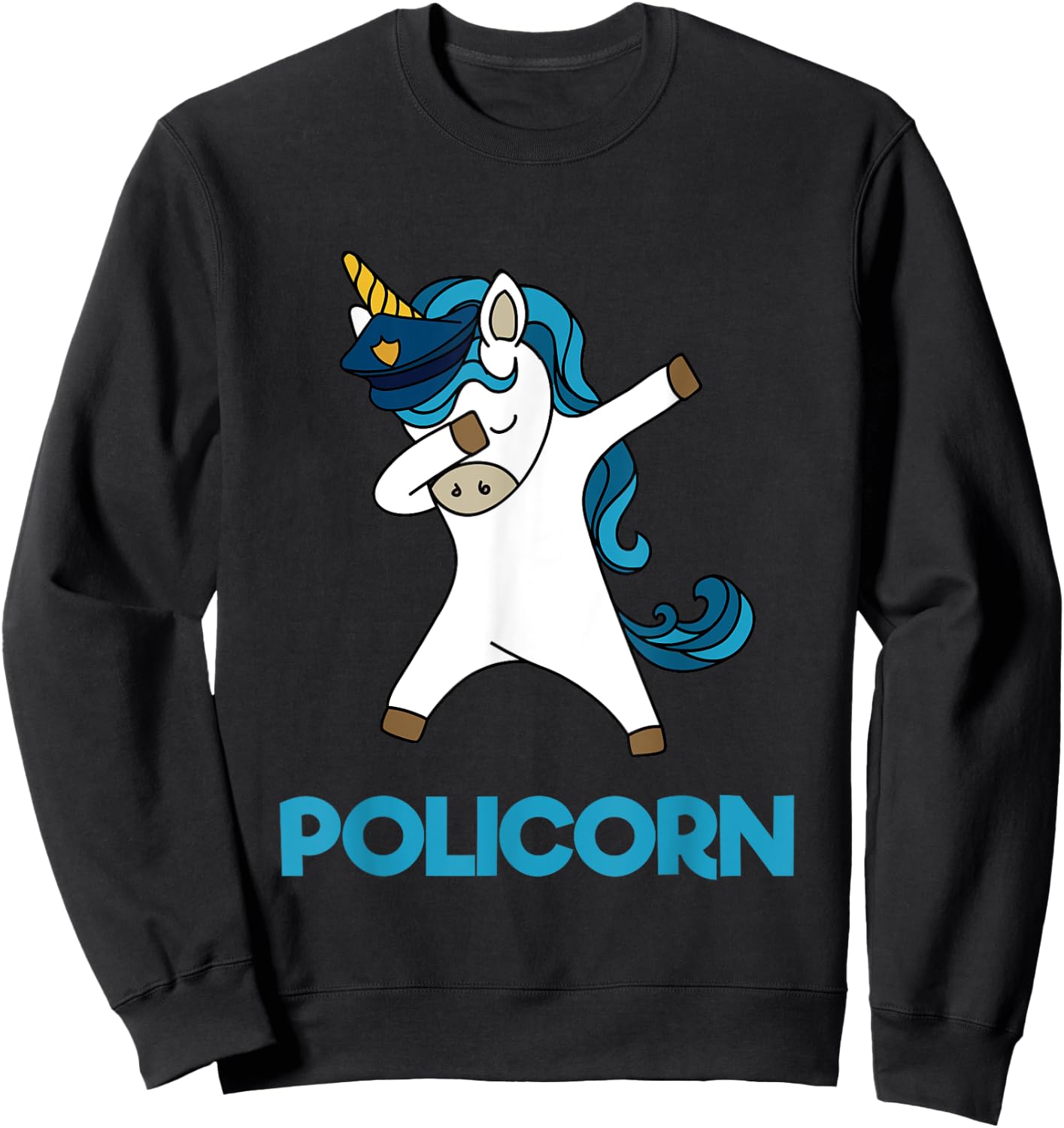 Policorn Police Officer Unicorn Funny Policeman Pun T Shirt Sweatshirt - Sweatshirt | Black