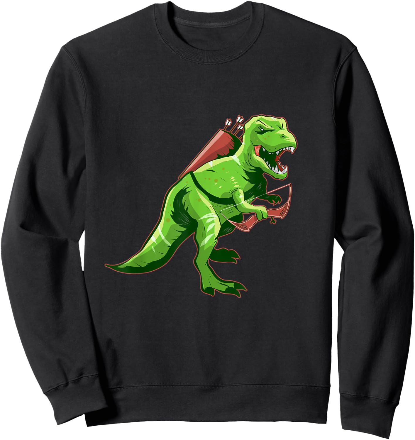 Archery T-Rex Archer Bow Hunting Arrow Dinosaur Sweatshirt - Sweatshirt | Black