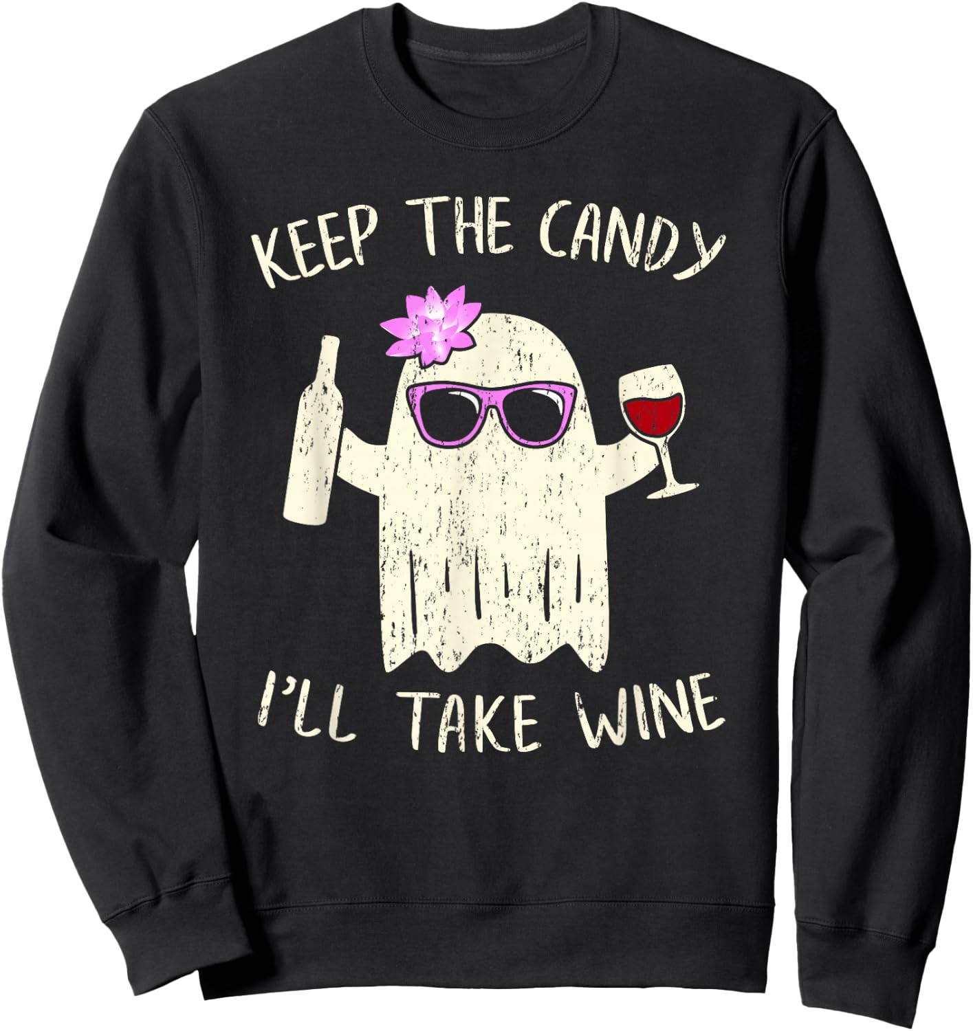 Keep the Candy Funny Halloween Shirt Ghost Costume Women Sweatshirt - Sweatshirt | Black