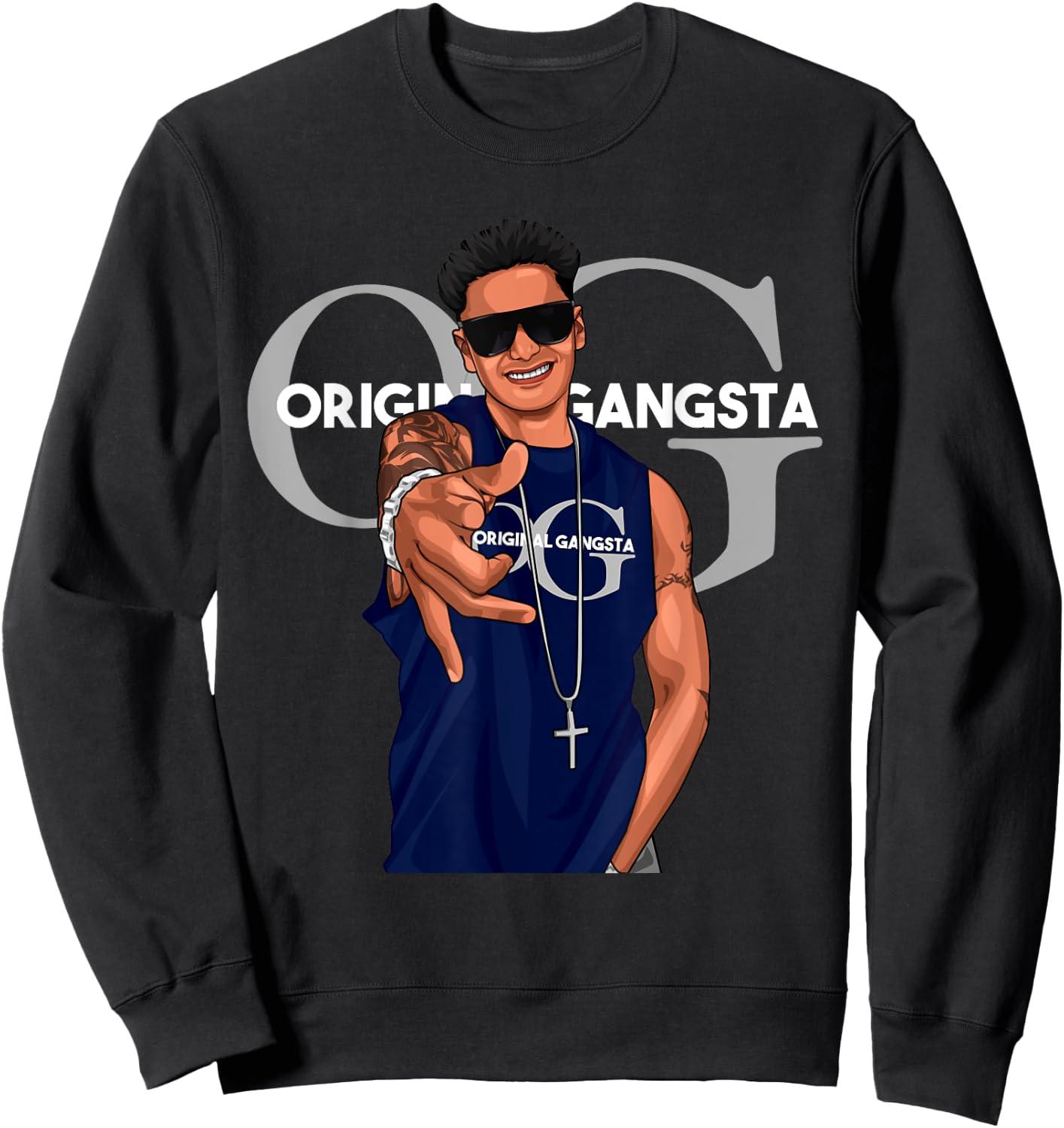 Original Gangsta Pauly D OG with Sunglasses and Chain Sweatshirt - Sweatshirt | Black