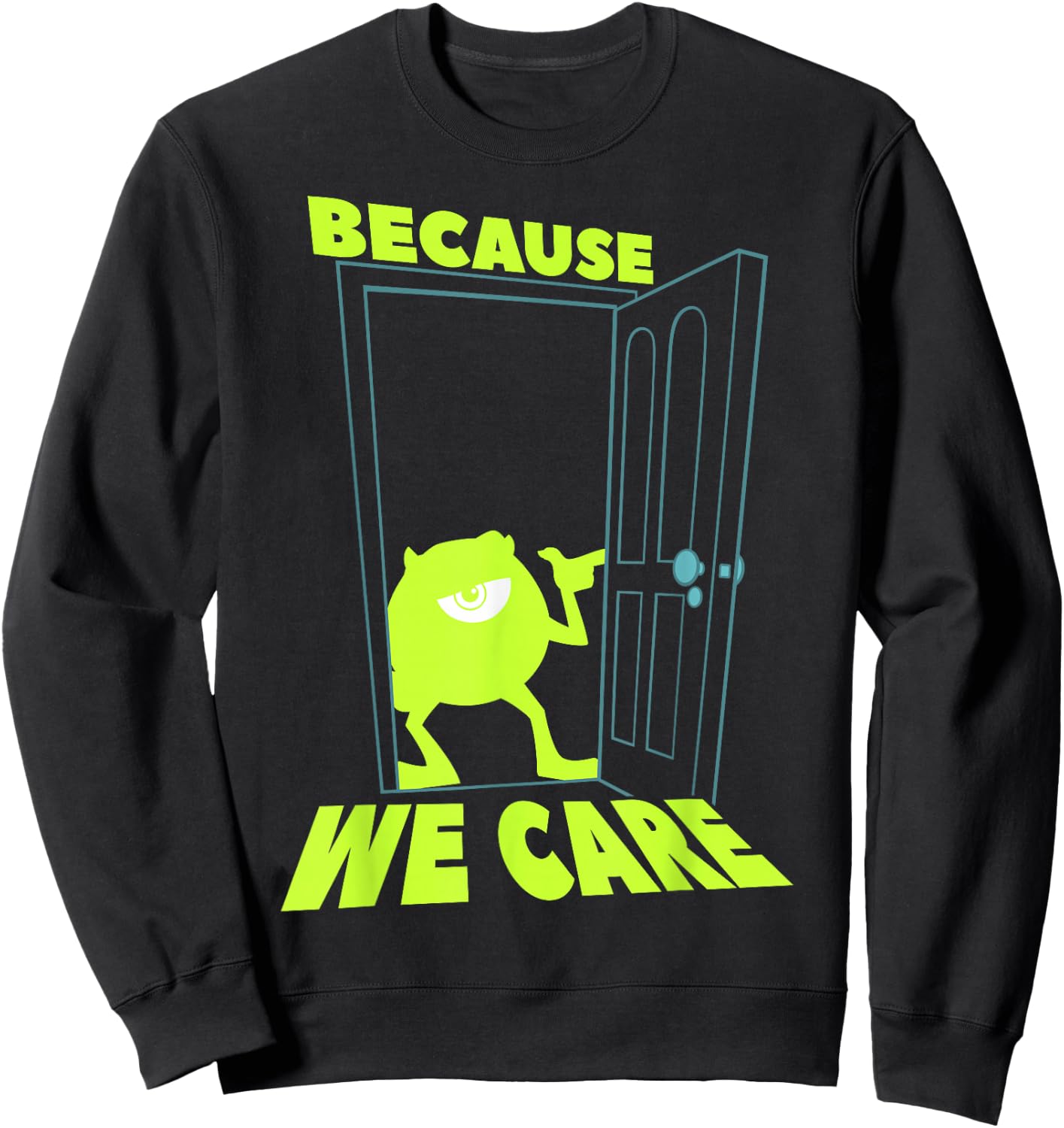 Disney Pixar Monsters, Inc. Mike We Scare We Care Door Sweatshirt - Sweatshirt | Black