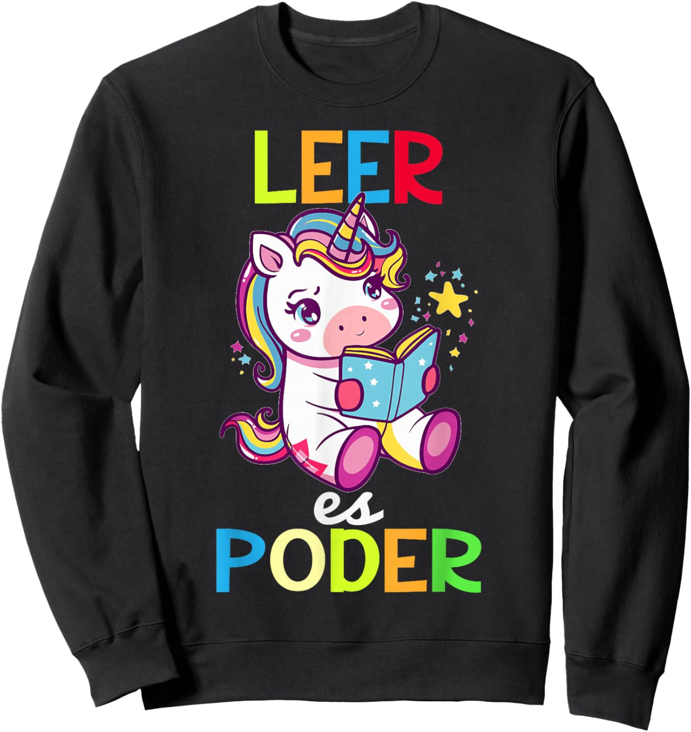 Spanish Reading Book Lover Unicorn Maestra Leer Es Poder Sweatshirt - Sweatshirt | Black