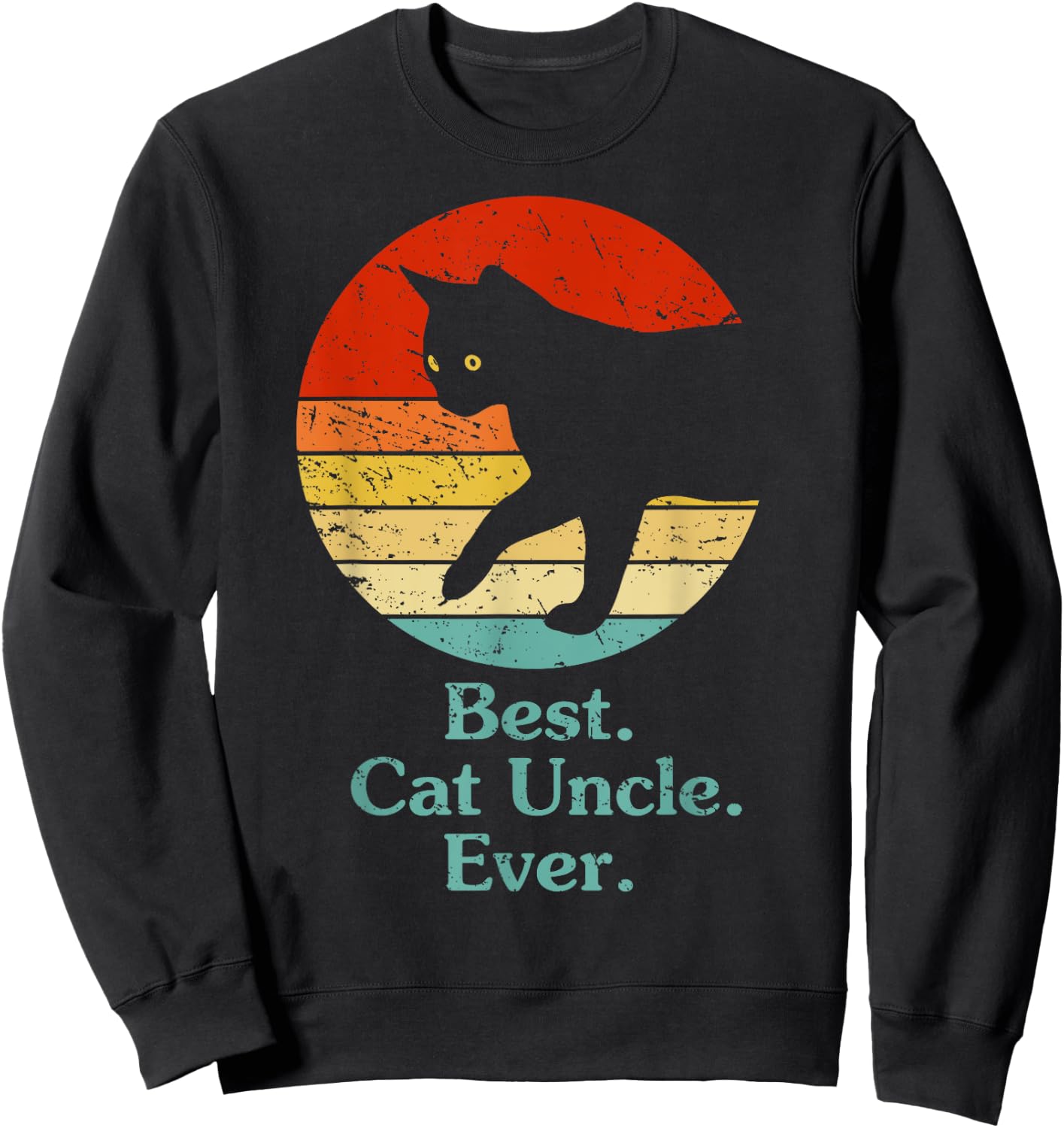 Cat Uncle Vintage Eighties Style Funny Retro Cat Owner Boy Sweatshirt - Sweatshirt | Black