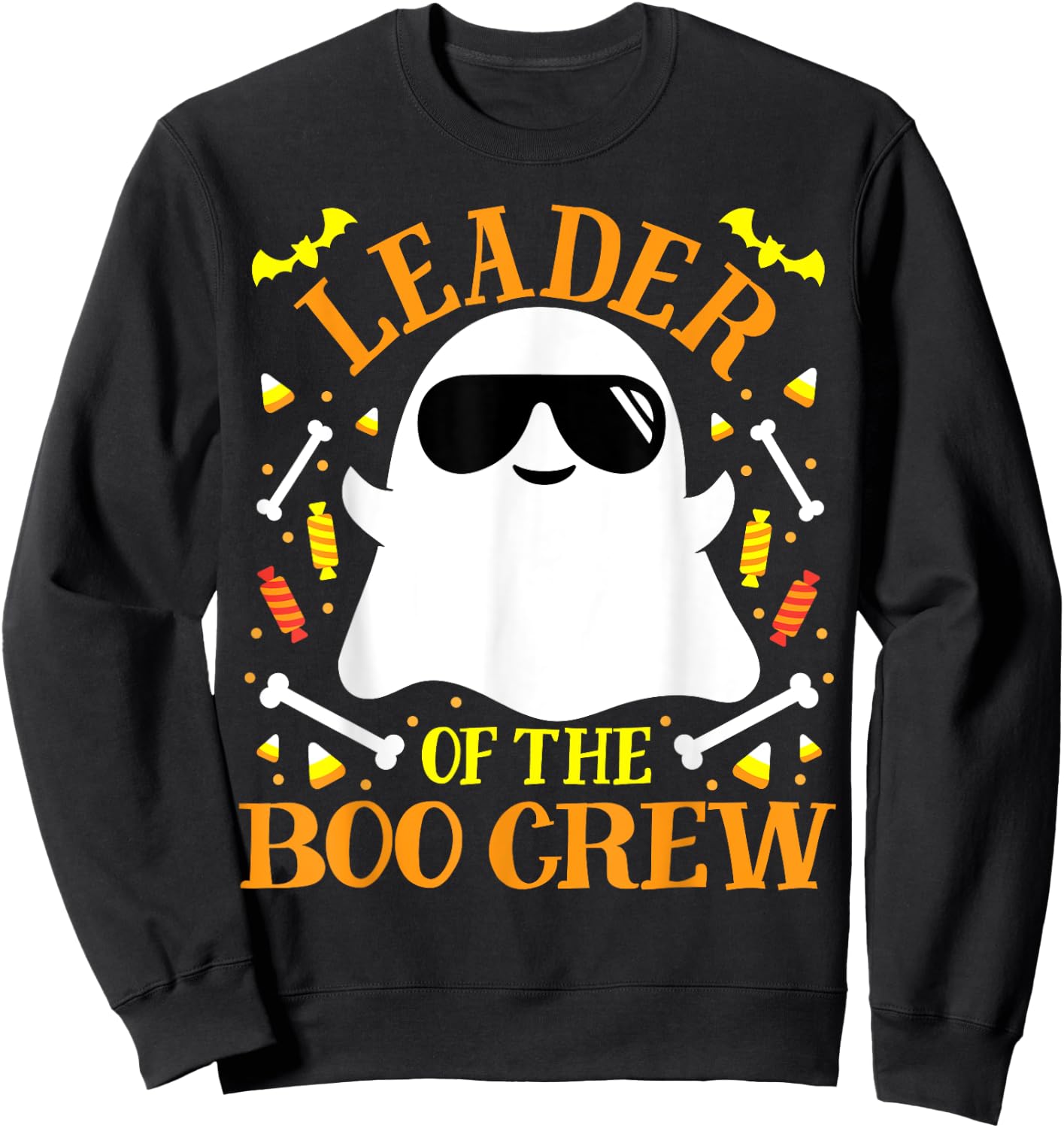 Leader Boo Crew Ghost Matching Funny Set Boy Girl Halloween Sweatshirt - Sweatshirt | Black