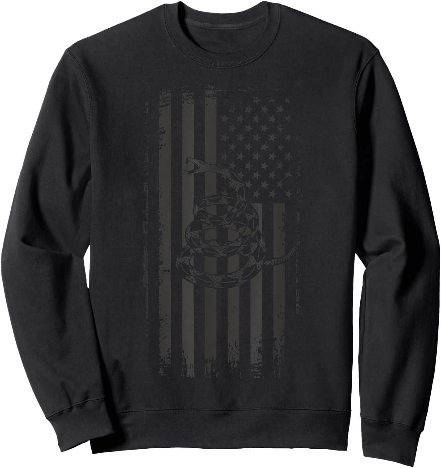 American Flag & Snake Patriotic Shirt Stealth Black Sweatshirt - Sweatshirt | Black