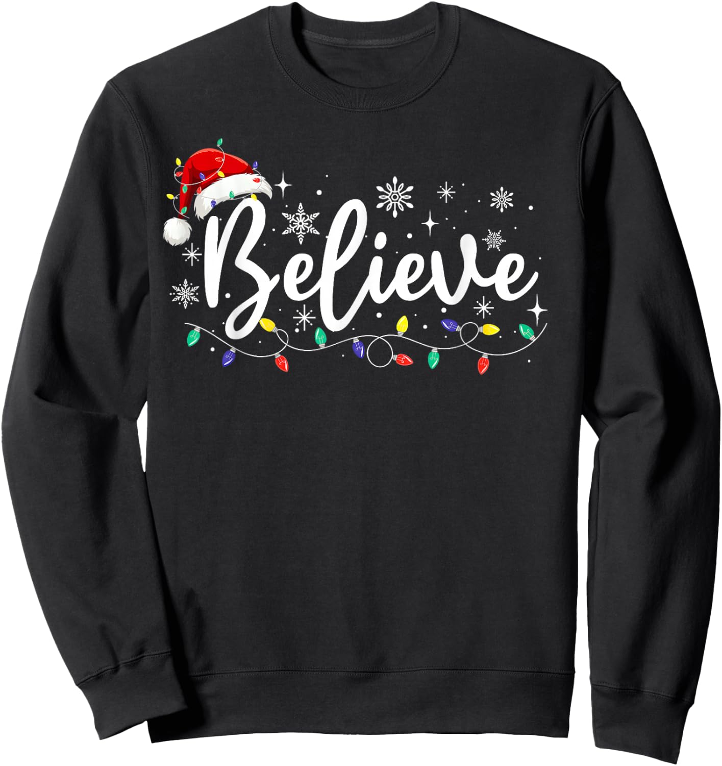 Christmas Shirt - Believe Santa Claus Believe Christmas Kids Sweatshirt - Sweatshirt | Black