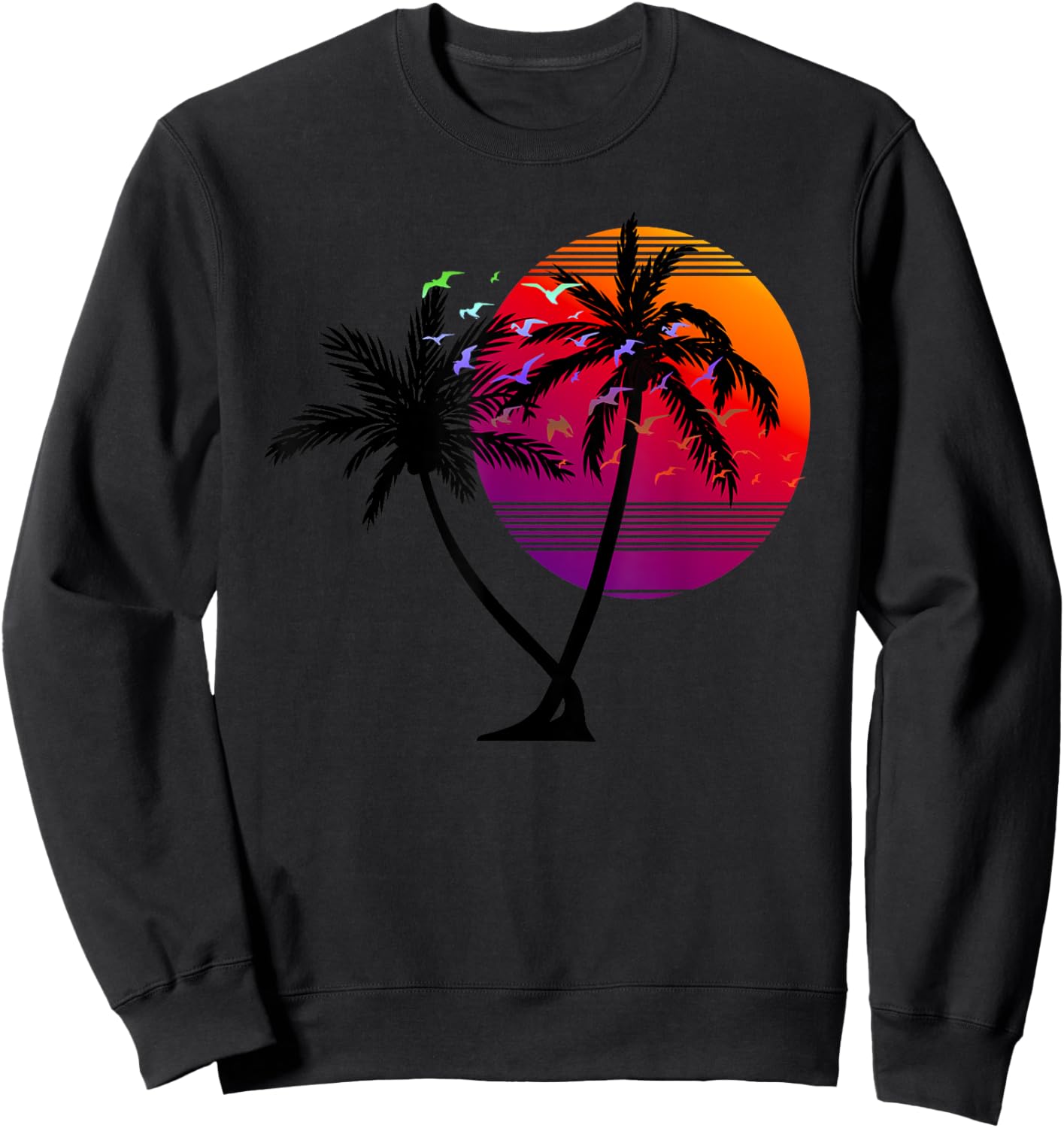 Palm Trees Tropical Sunset Holiday Beach Sweatshirt - Sweatshirt | Black