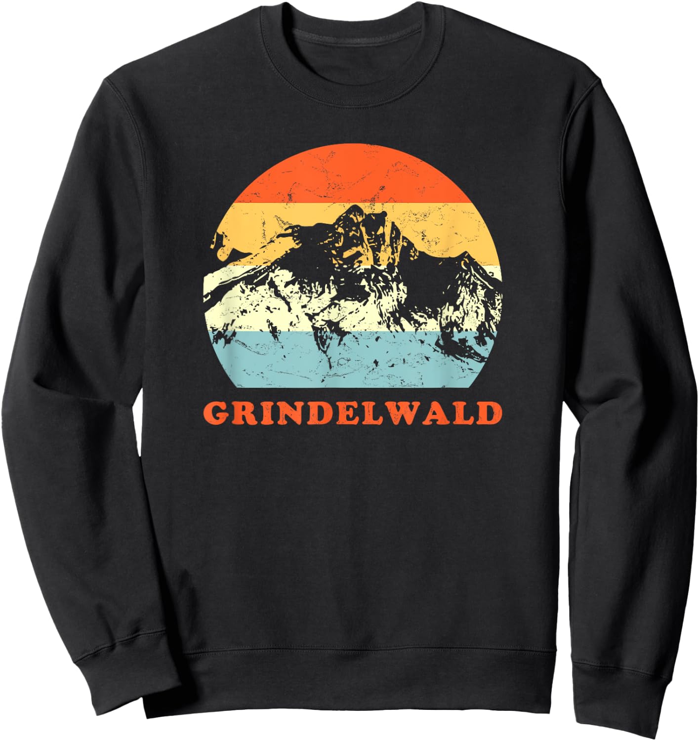 Grindelwald, Swiss Vintage Mountain Lovers Vacation Sweatshirt - Sweatshirt | Black