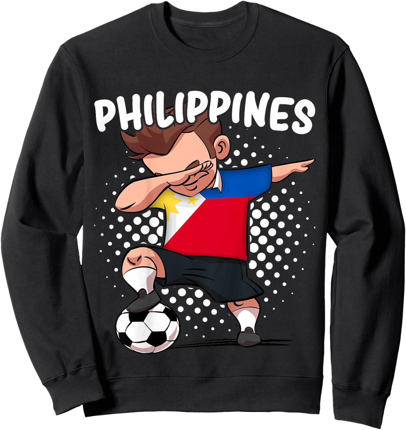 Kids Funny Dab Soccer for Kids Philippines Flag Filipino Sweatshirt - Sweatshirt | Black