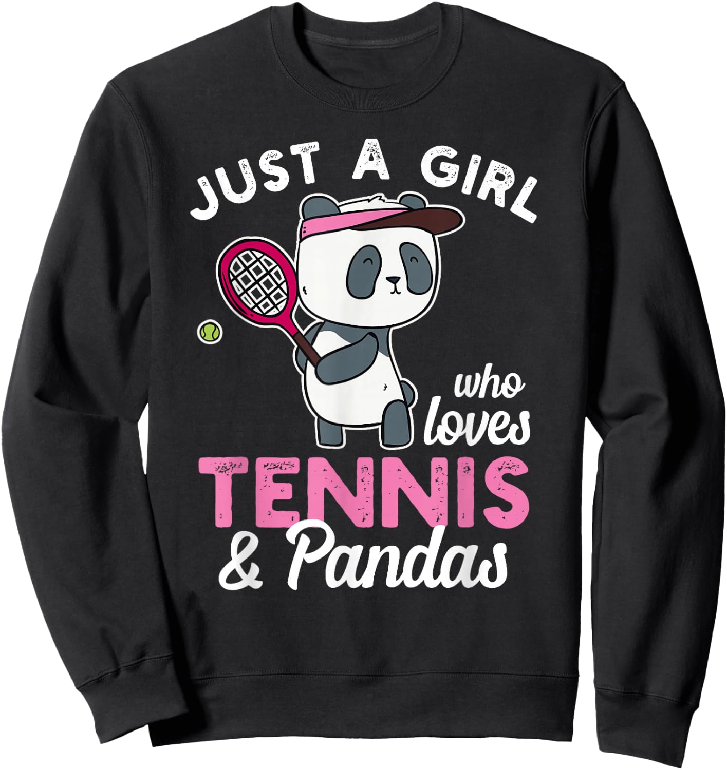 A Girl who loves Tennis & Pandas Tennis Lover Shirt Sweatshirt - Sweatshirt | Black