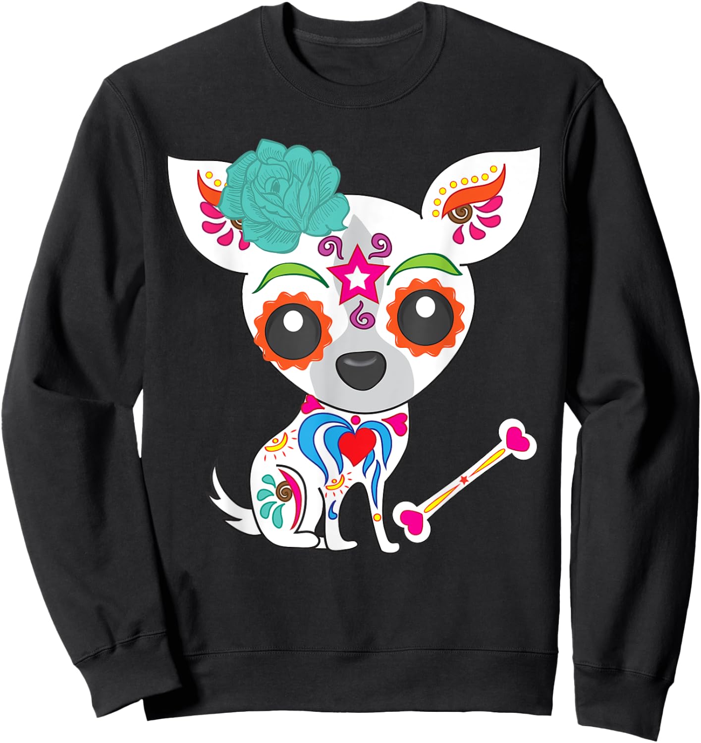 Cinco De Mayo Sugar Skull Chihuahua Sweatshirt - Sweatshirt | Black