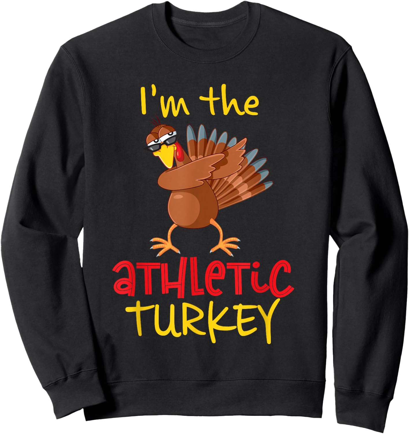 Family Matching Thanksgiving Costume Outfit Gifts Athletic Turkey Thanksgiving Party Black Small Classic Fit Short Sleeve U-Neck Printed Graphic Lightweight Sweatshirt - Sweatshirt | Black