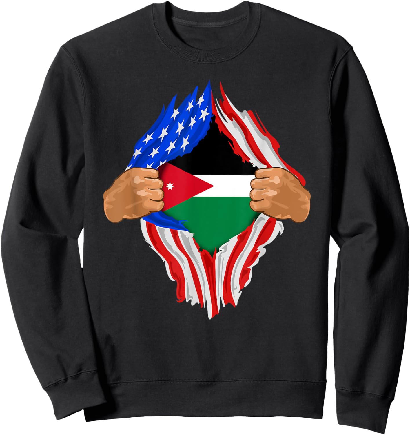 Jordanian Blood Inside Me | Jordan Flag Gift Sweatshirt - Sweatshirt | Black
