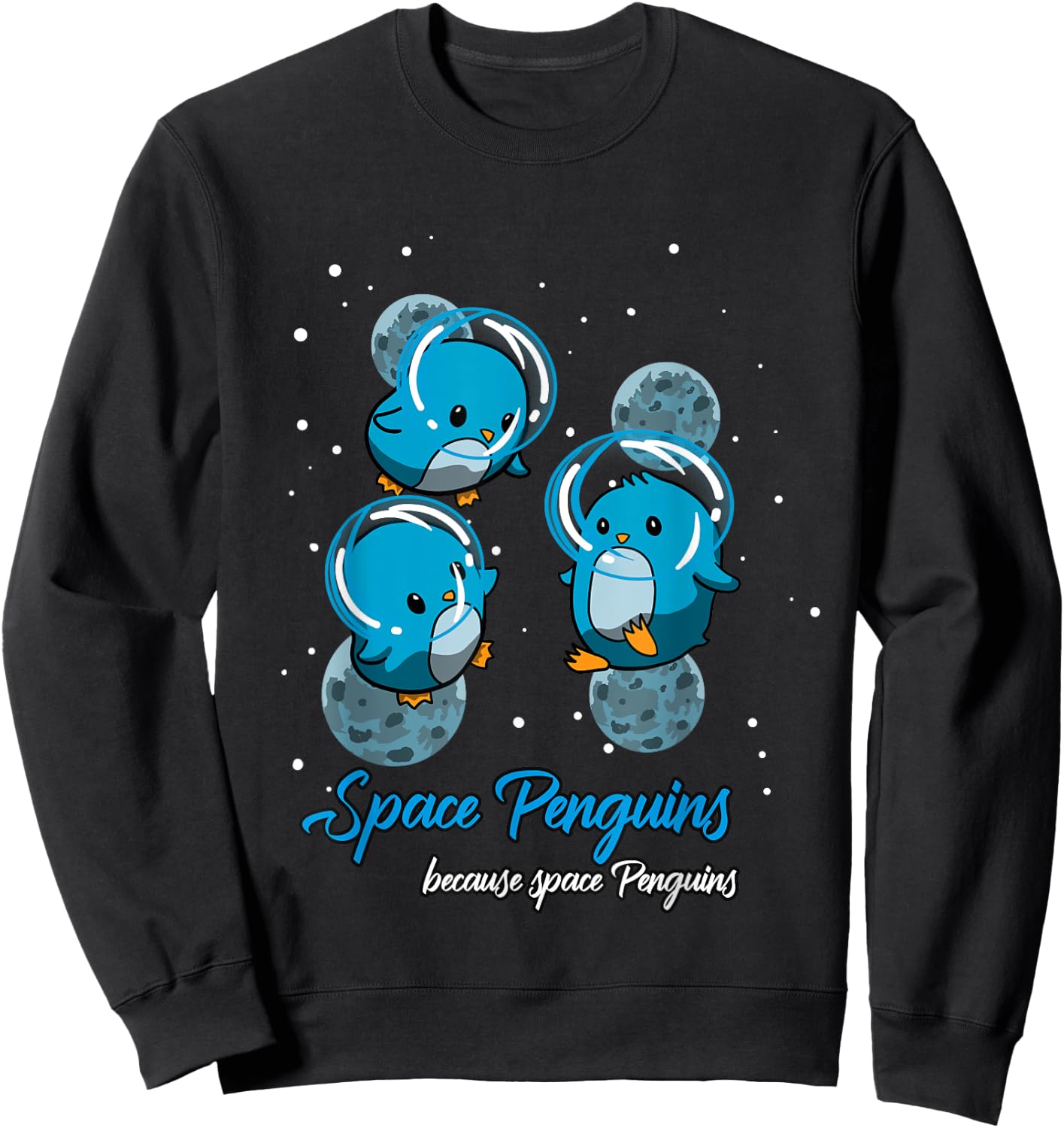 Space Penguins | Funny Astronaut Penguin Sweatshirt - Sweatshirt | Black