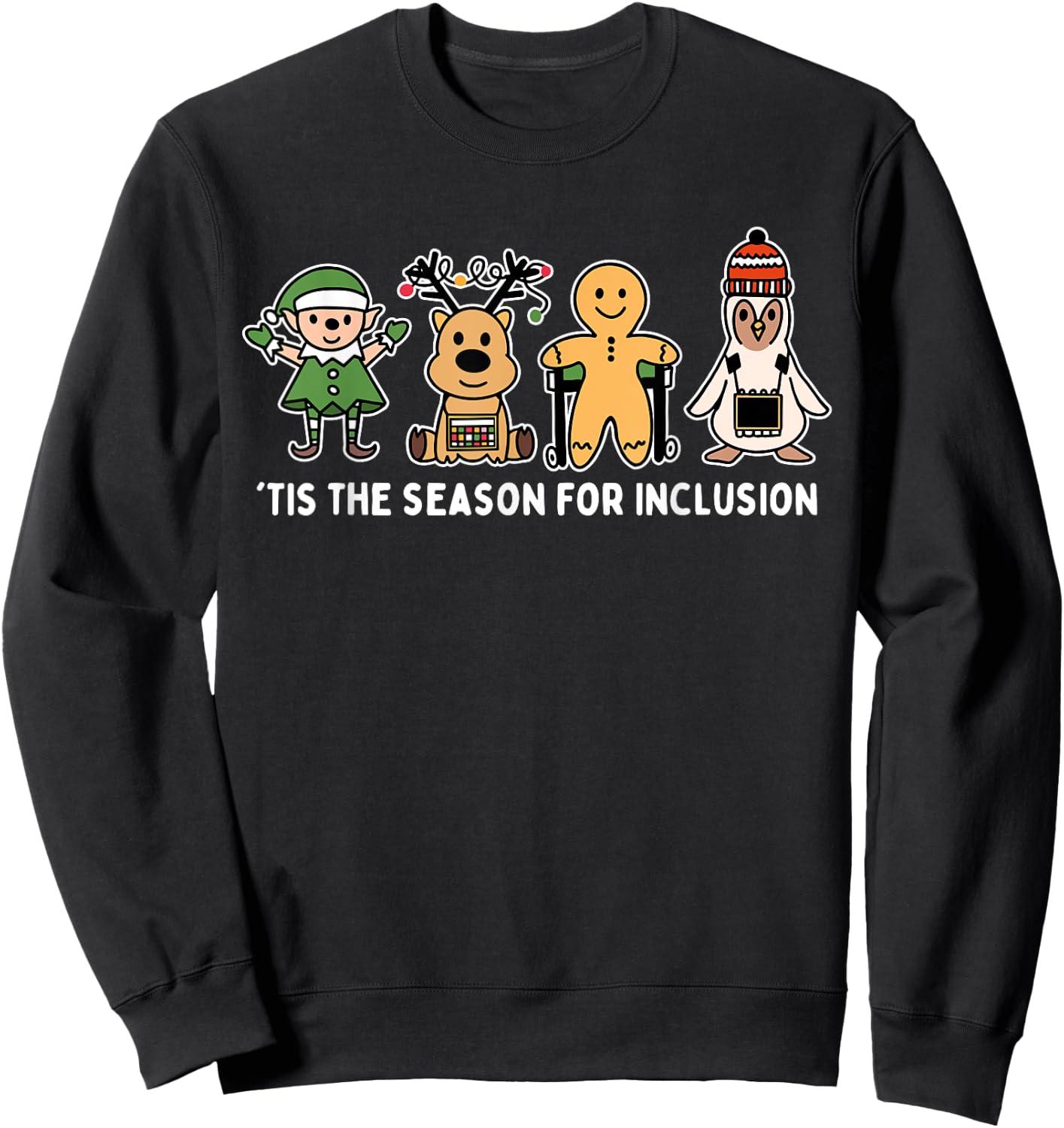 Tis The Season For Inclusion OT PT SLP Therapist Christmas Sweatshirt - Sweatshirt | Black