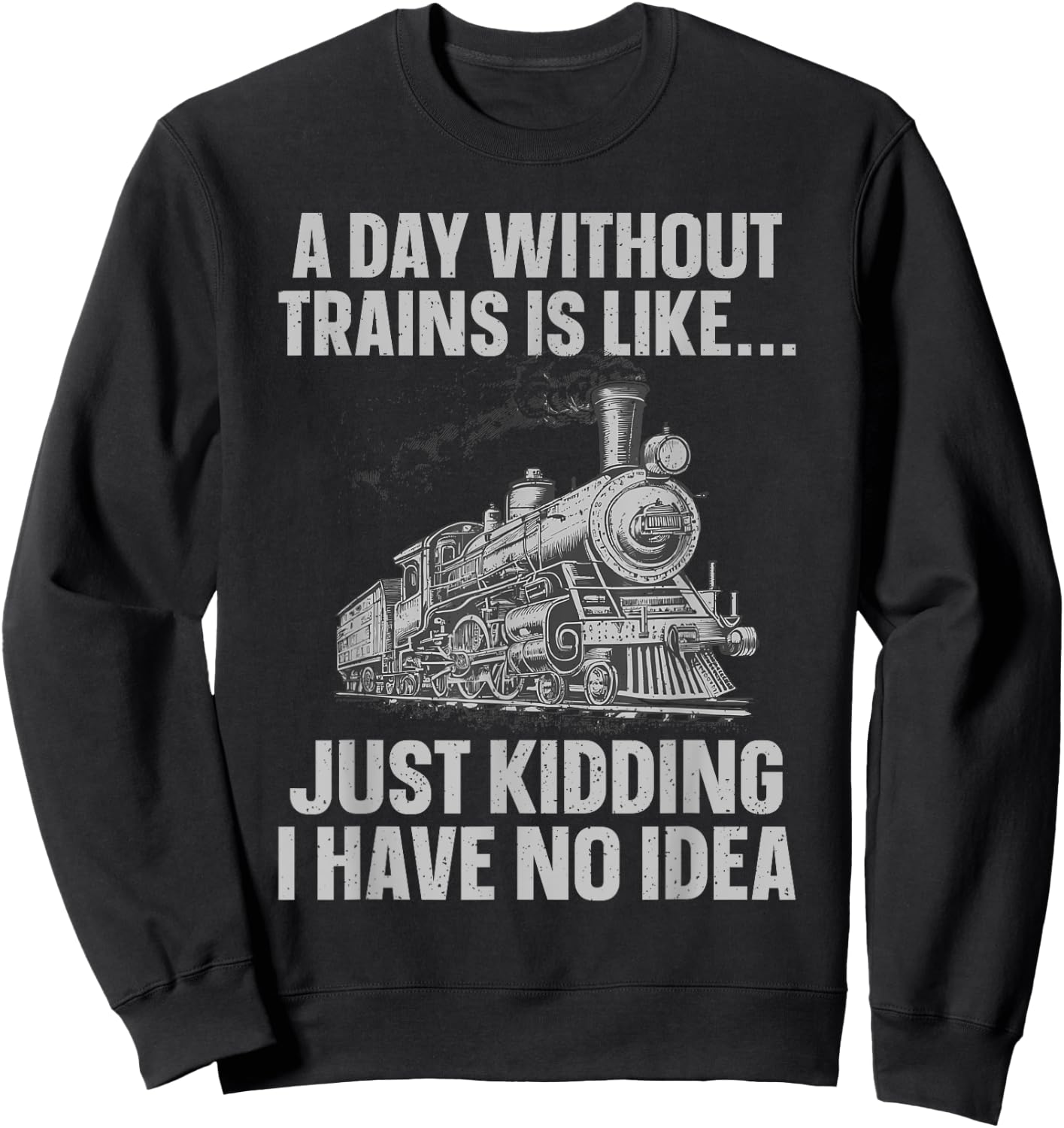 Funny Train Art Women Kids Railroad Train Lover Sweatshirt - Sweatshirt | Black