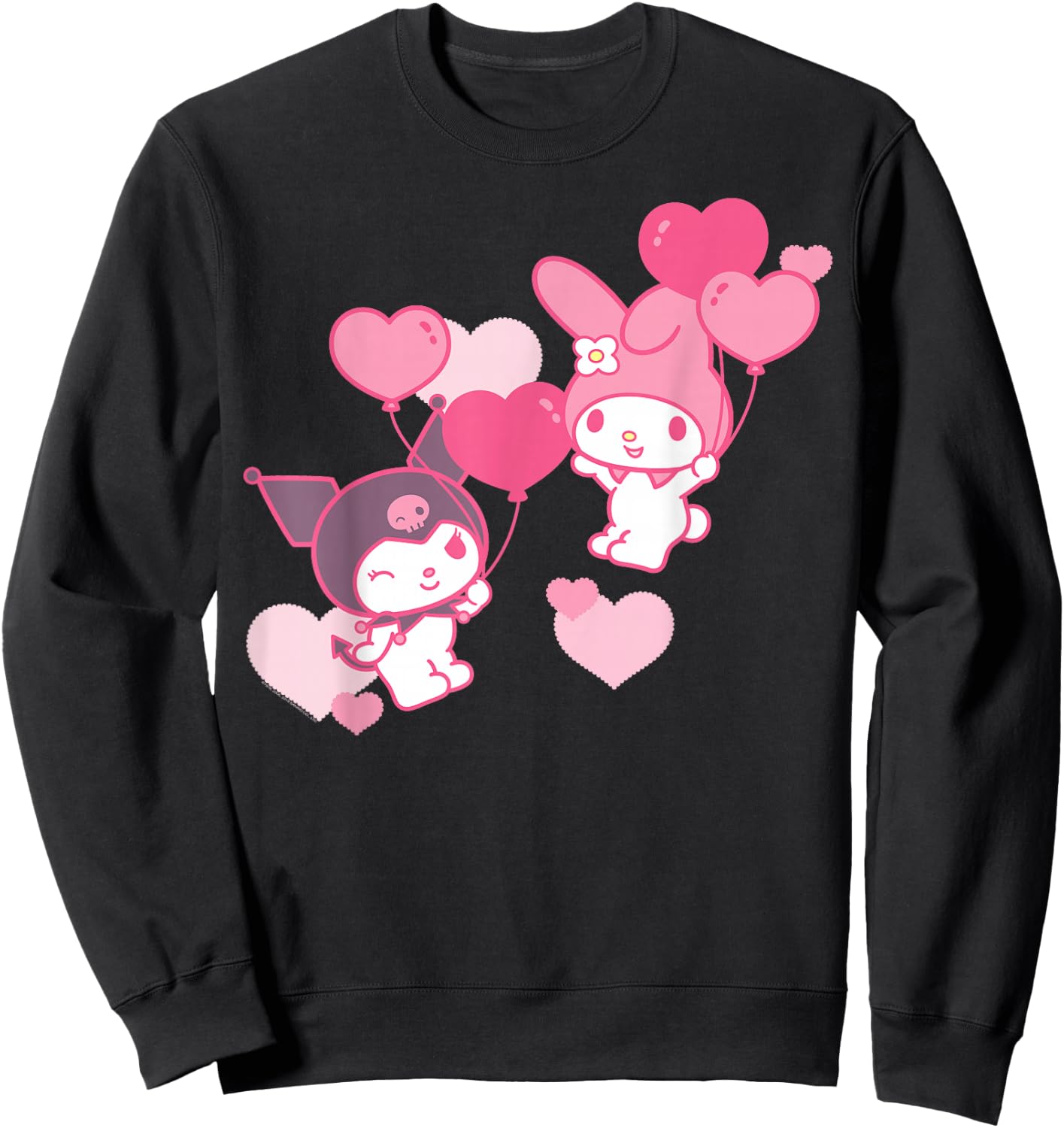 My Melody and Kuromi Valentine's Day Hearts Shirt Sweatshirt - Sweatshirt | Black