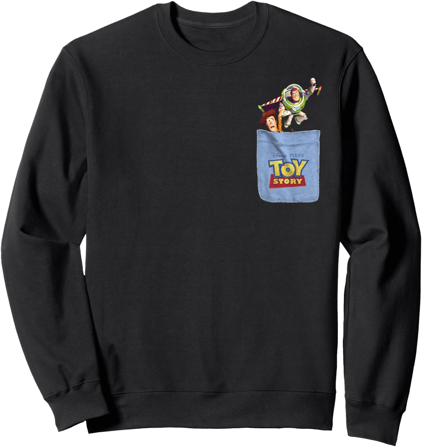 Disney Pixar Toy Story Buzz and Woody Mini Pocket Icon Logo Sweatshirt - Sweatshirt | Black