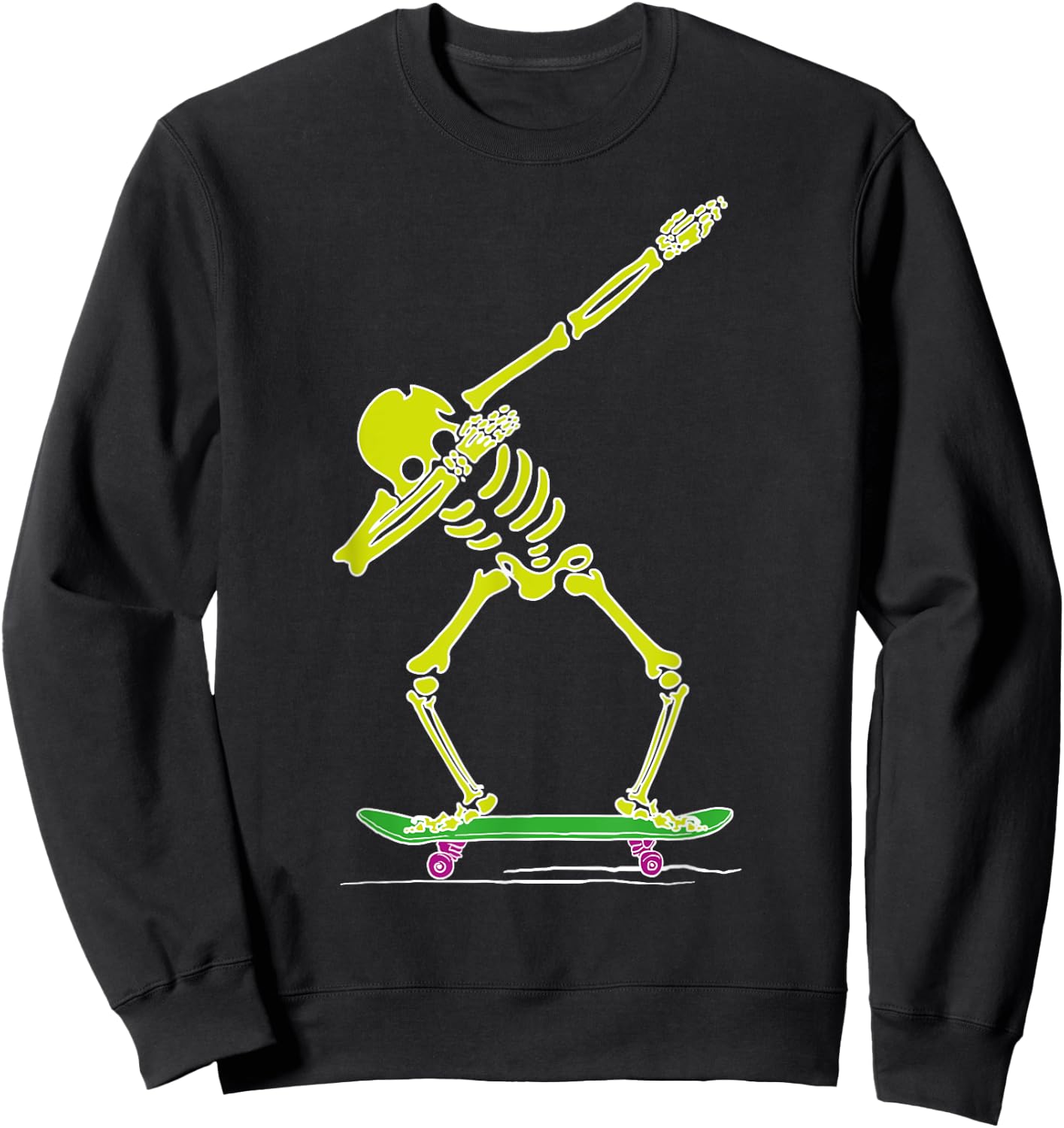 Skeleton Dabbing on Skateboard Funny for Skater Boys Skating Sweatshirt - Sweatshirt | Black