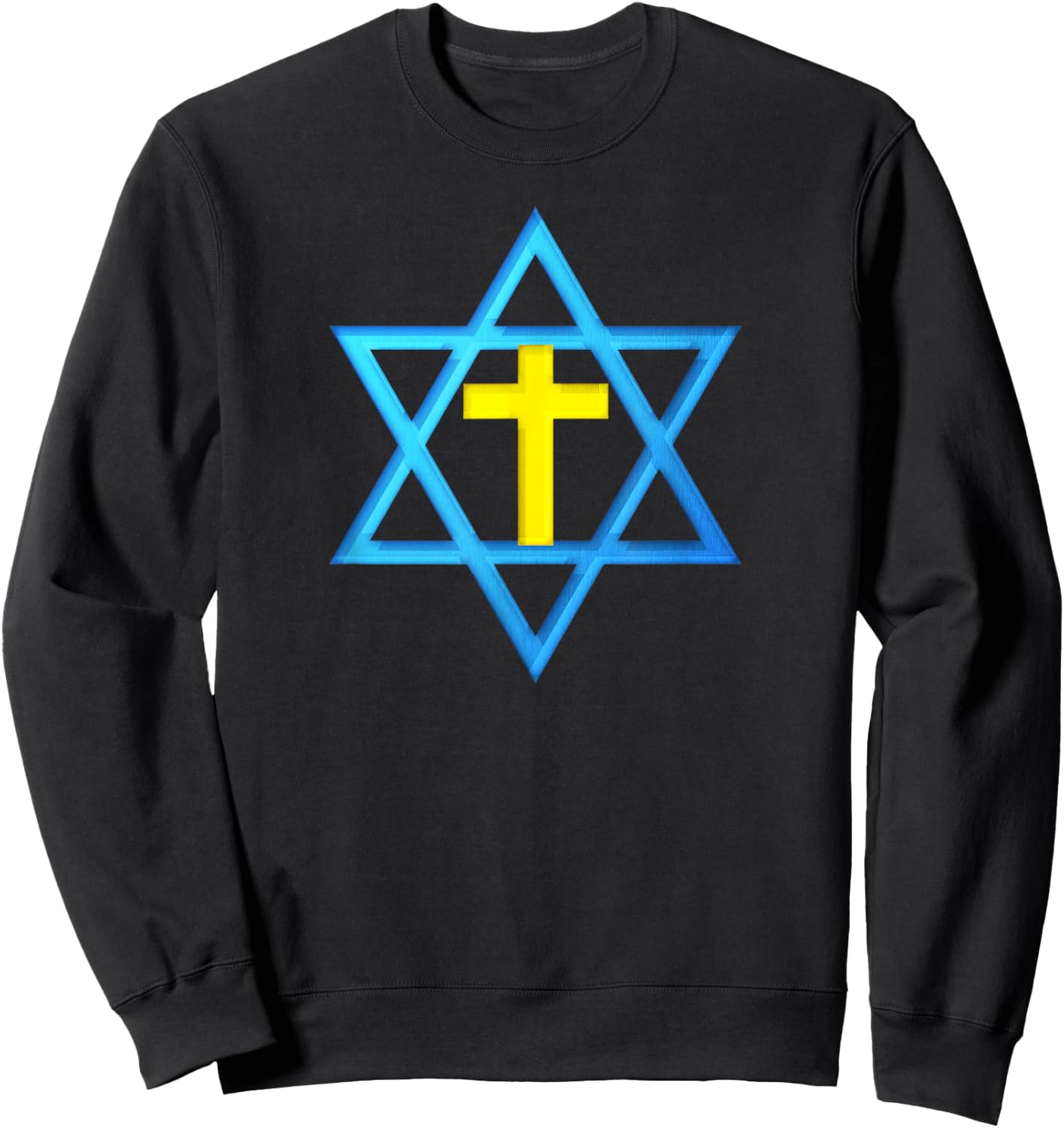 Messianic Star of David with Gold Cross Sweatshirt - Sweatshirt | Black
