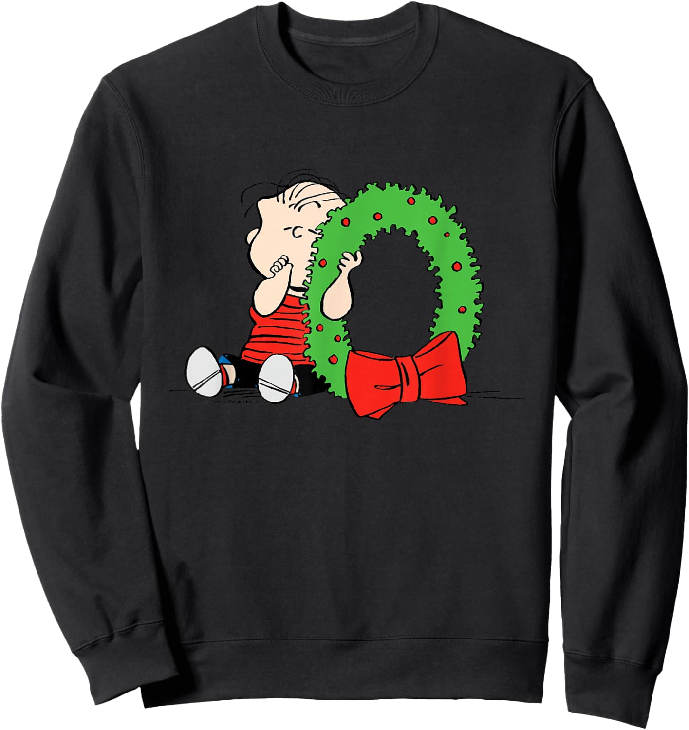 Peanuts Linus Christmas Wreath Sweatshirt - Sweatshirt | Black