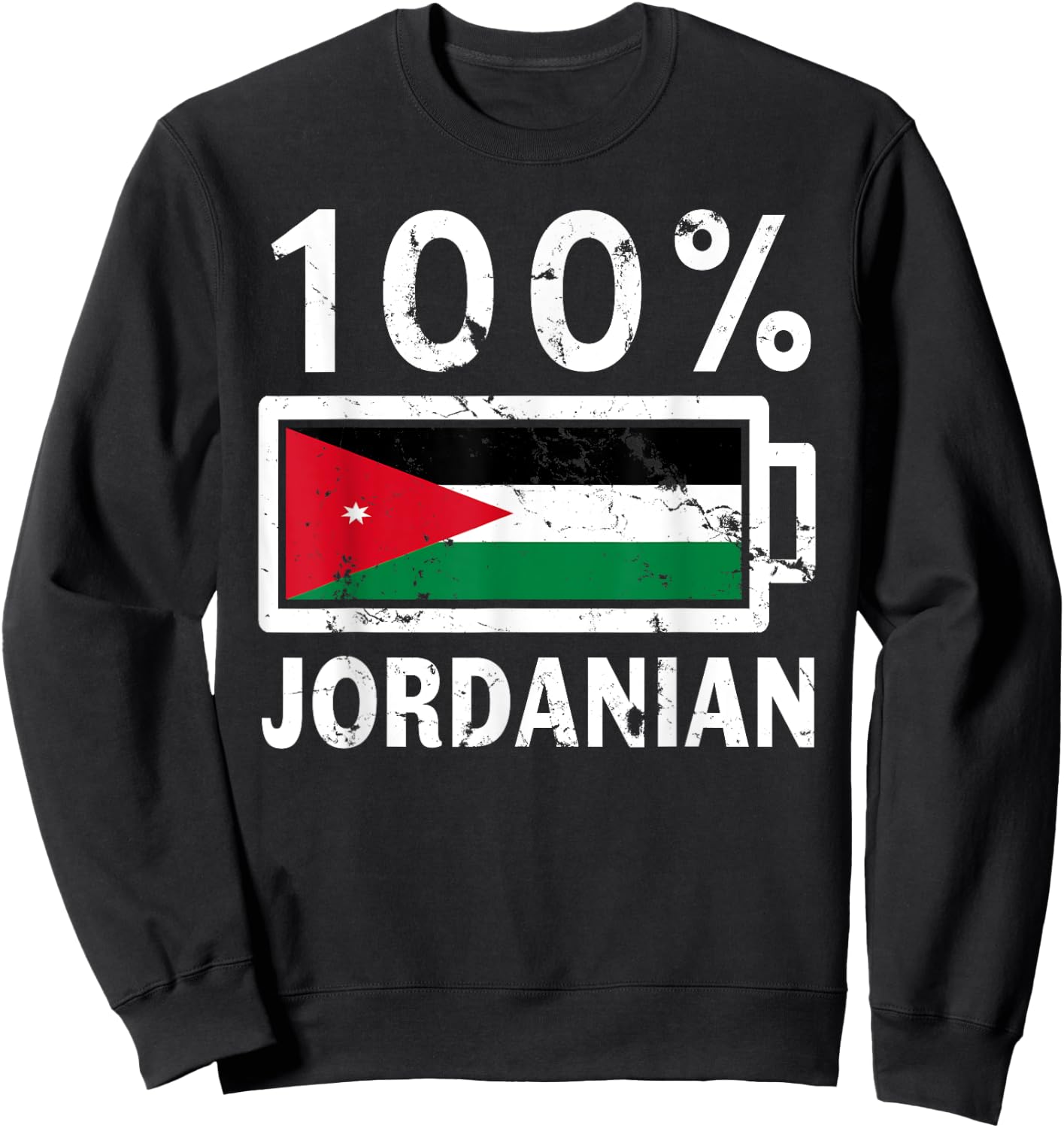 Jordan Flag | 100% Jordanian Battery Power Sweatshirt - Sweatshirt | Black