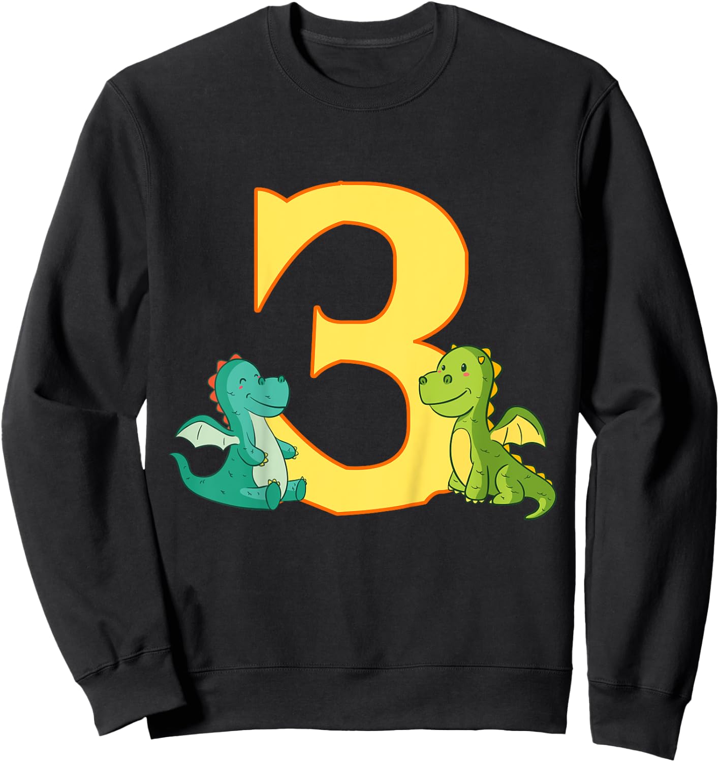 Kids 3rd Birthday Dragon Shirt 3 Years Boys Dragon Gift Sweatshirt - Sweatshirt | Black