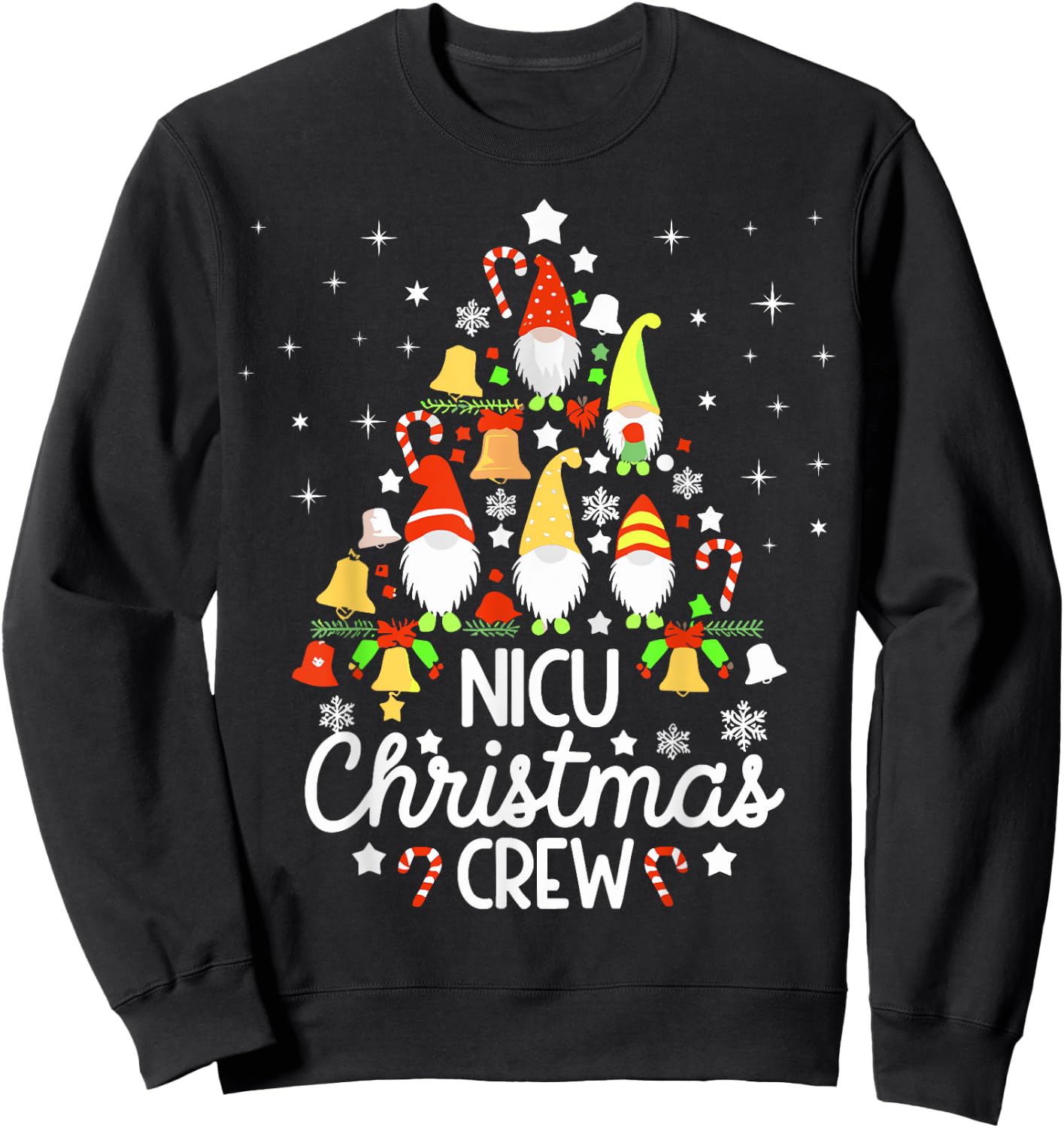 Neonatal Intensive Care Unit Xmas Nicu Nurse Christmas Crew Sweatshirt - Sweatshirt | Black