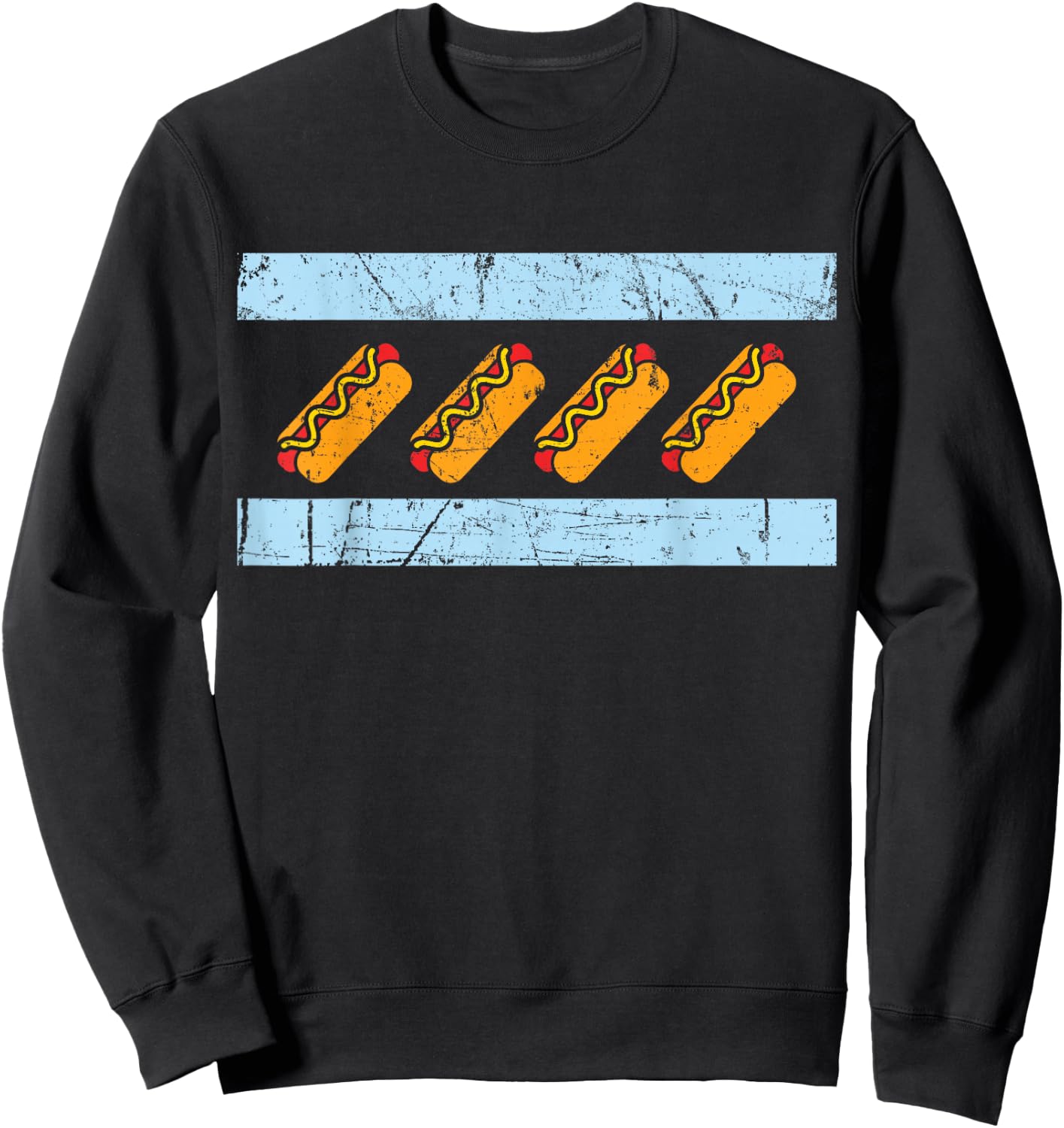 Chicago Flag Hotdog Shirt Funny Chicago Style Hot Dog Gift Sweatshirt - Sweatshirt | Black